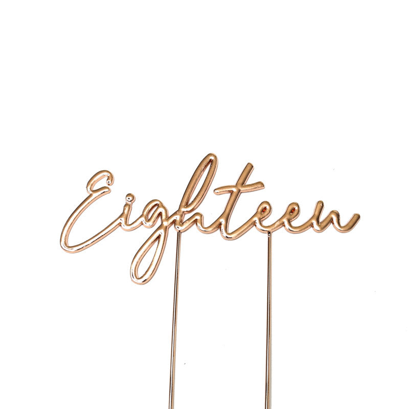 Cake & Candle Plated Cake Topper 18 Rose Gold