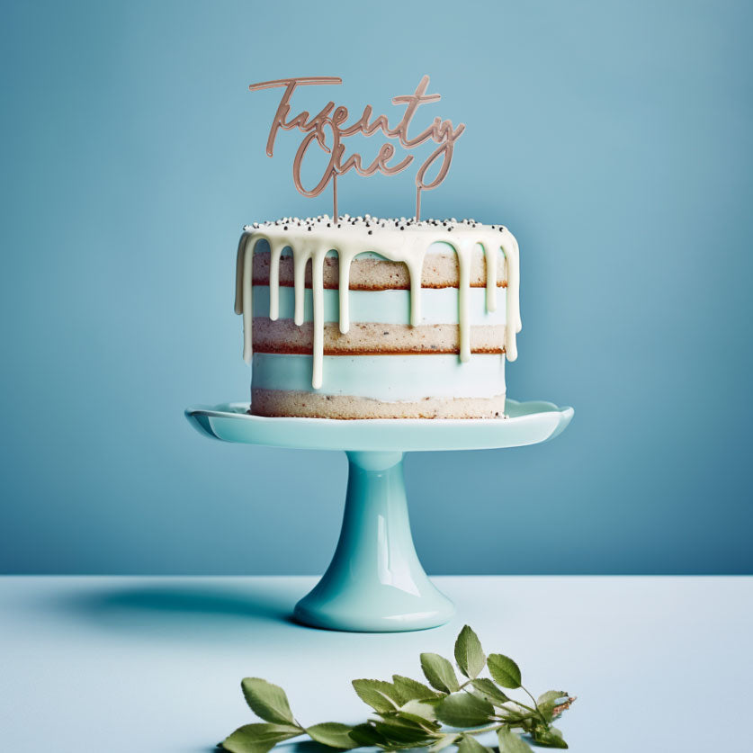 Cake & Candle Plated Cake Topper 21 Gold