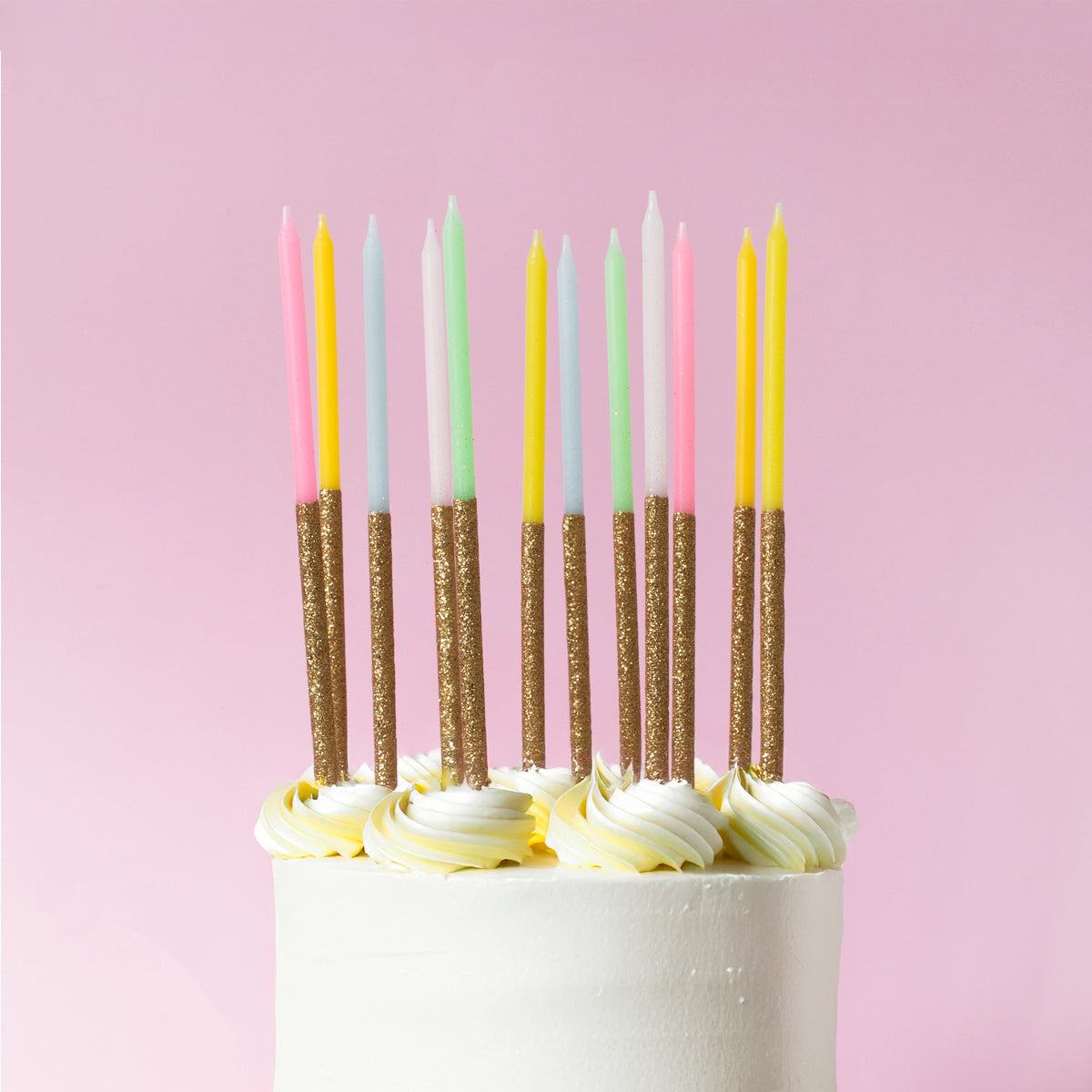 Cake & Candle Glitter Dipped Cake Candles Rainbow 12 Pack
