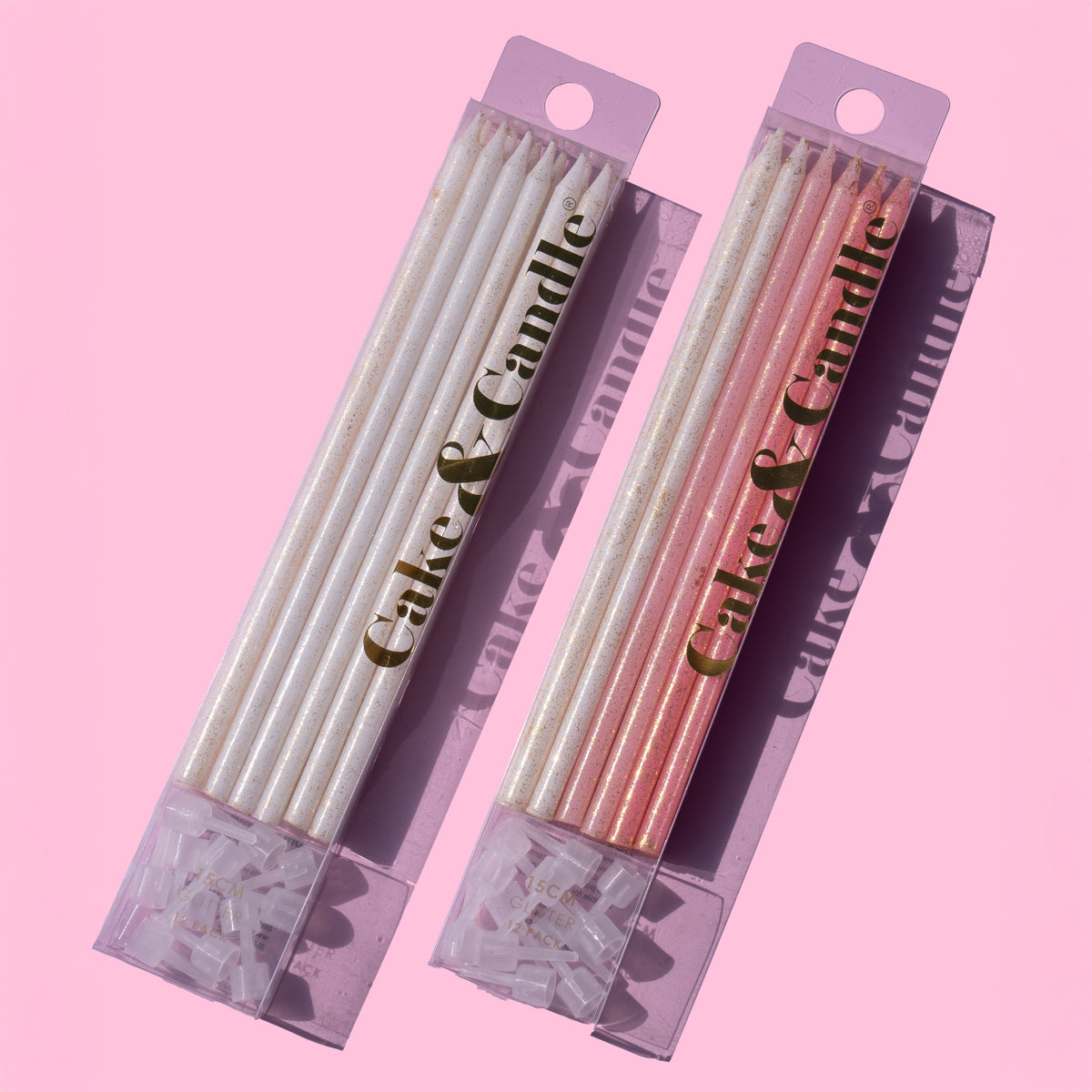 Cake & Candle Glitter Cake Candles White 12 Pack