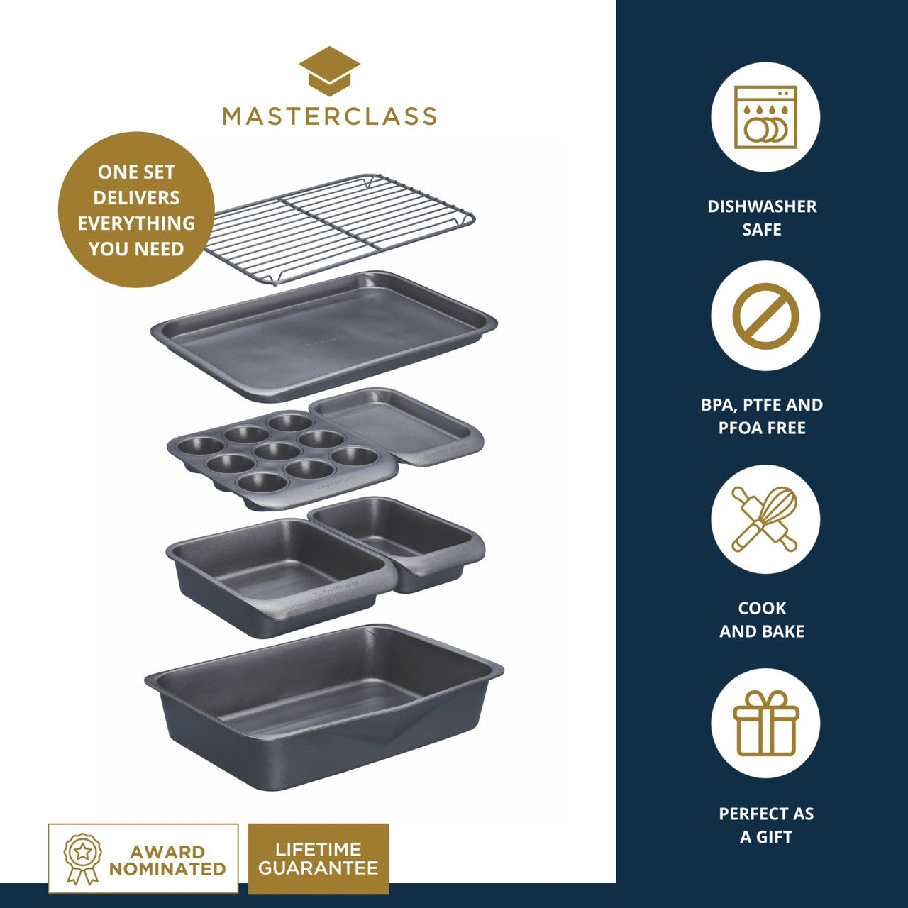 MasterCraft Smart Space Stacking Non Stick Bakeware Set 7 Piece