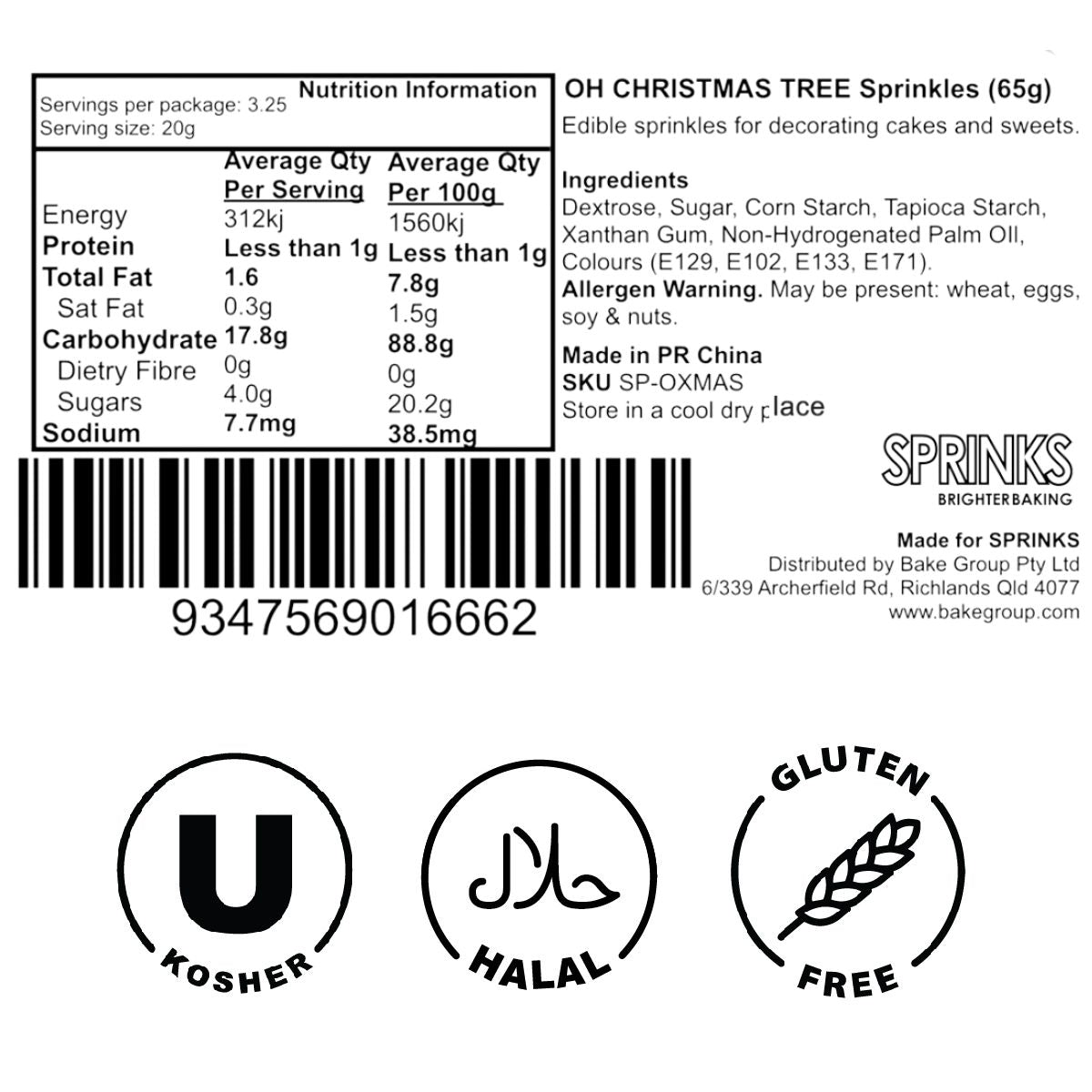 Sprinks Oh Christmas Tree Sprinkles 65g