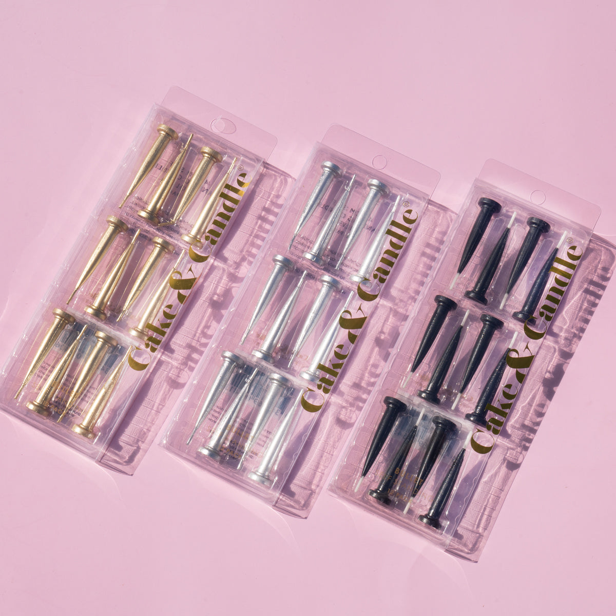 Cake & Candle Bullet Candles Black 12 Pack