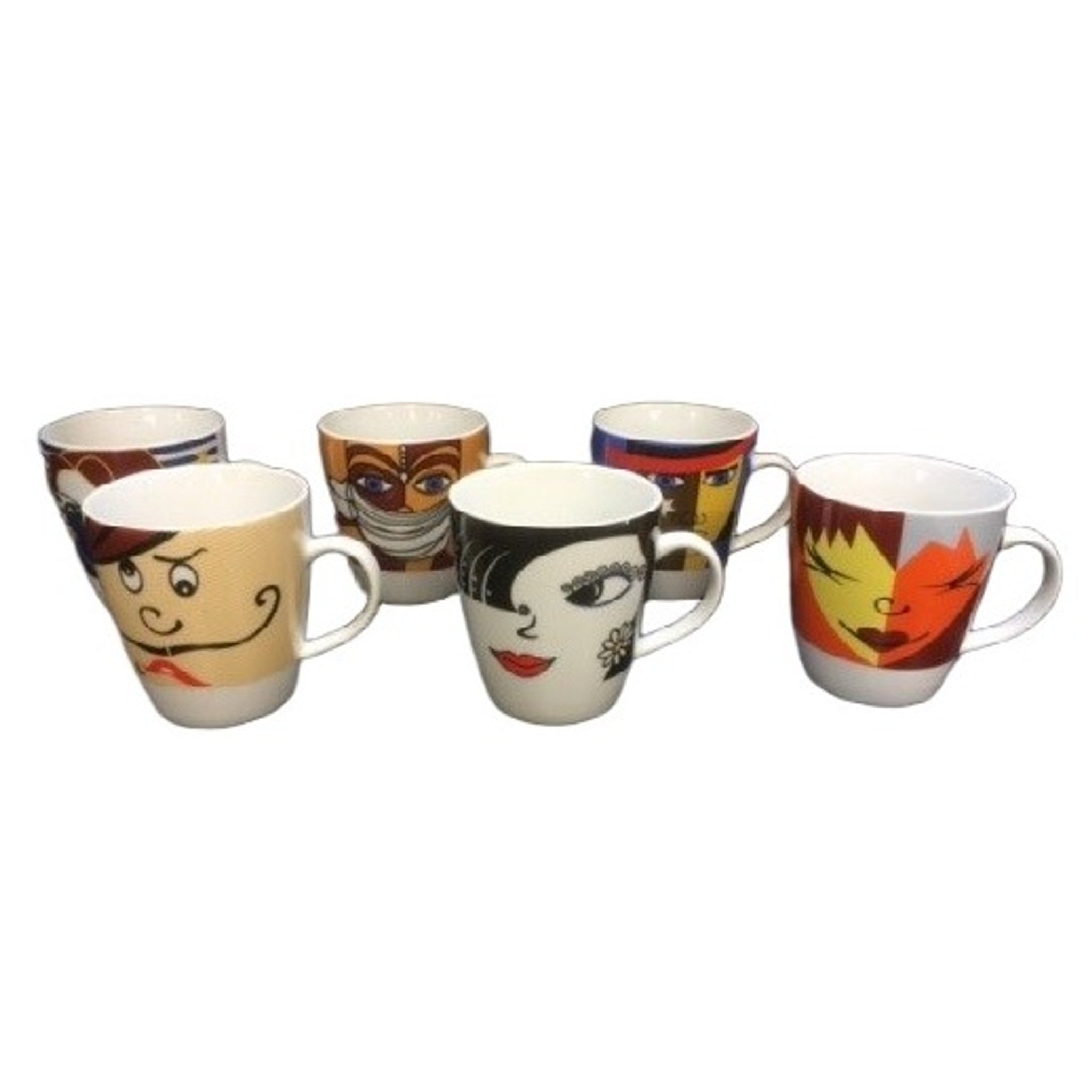 Incasa Mug Face Design (330ml) 6 Pack