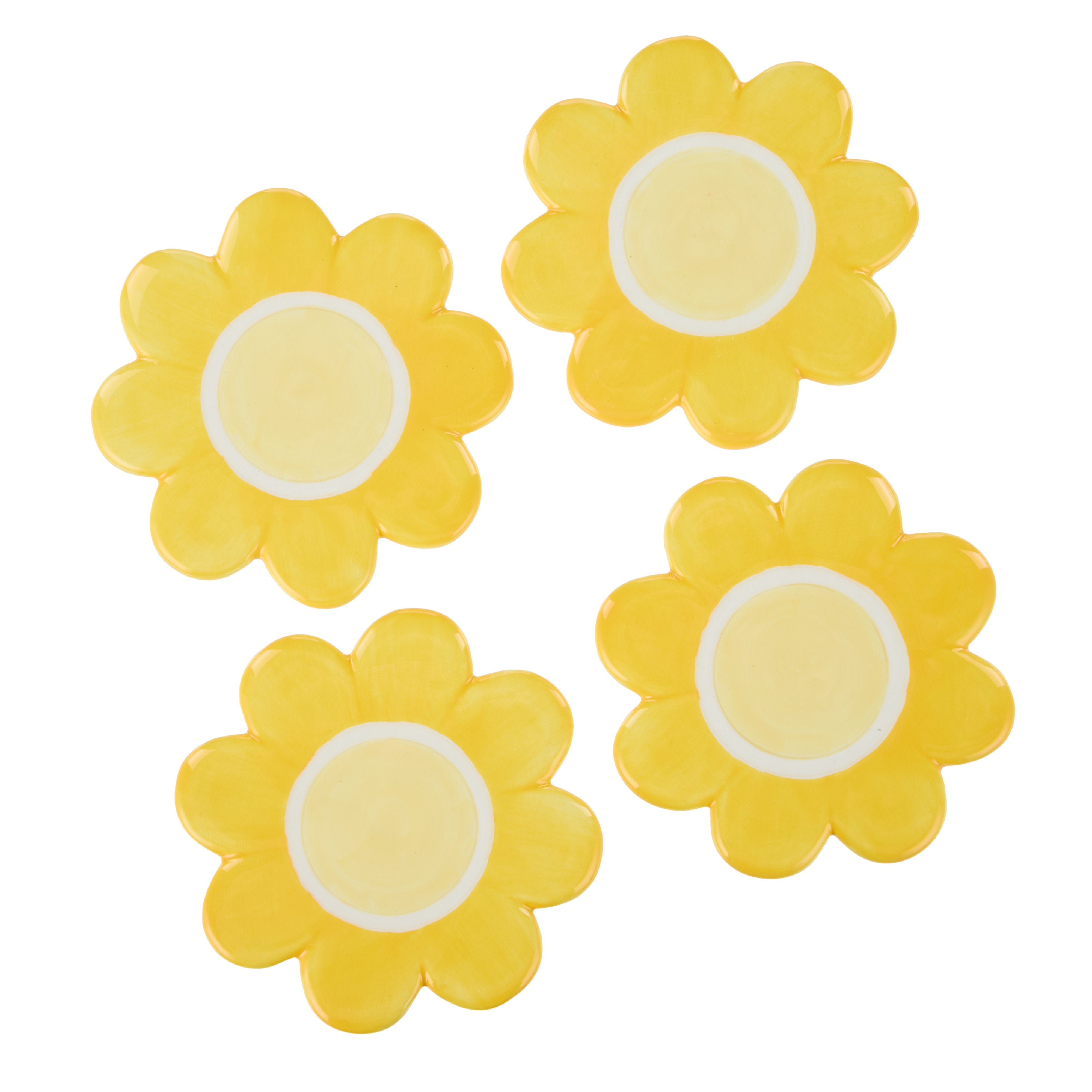Emporium Posey Flower Coasters 4 Piece Set Yellow