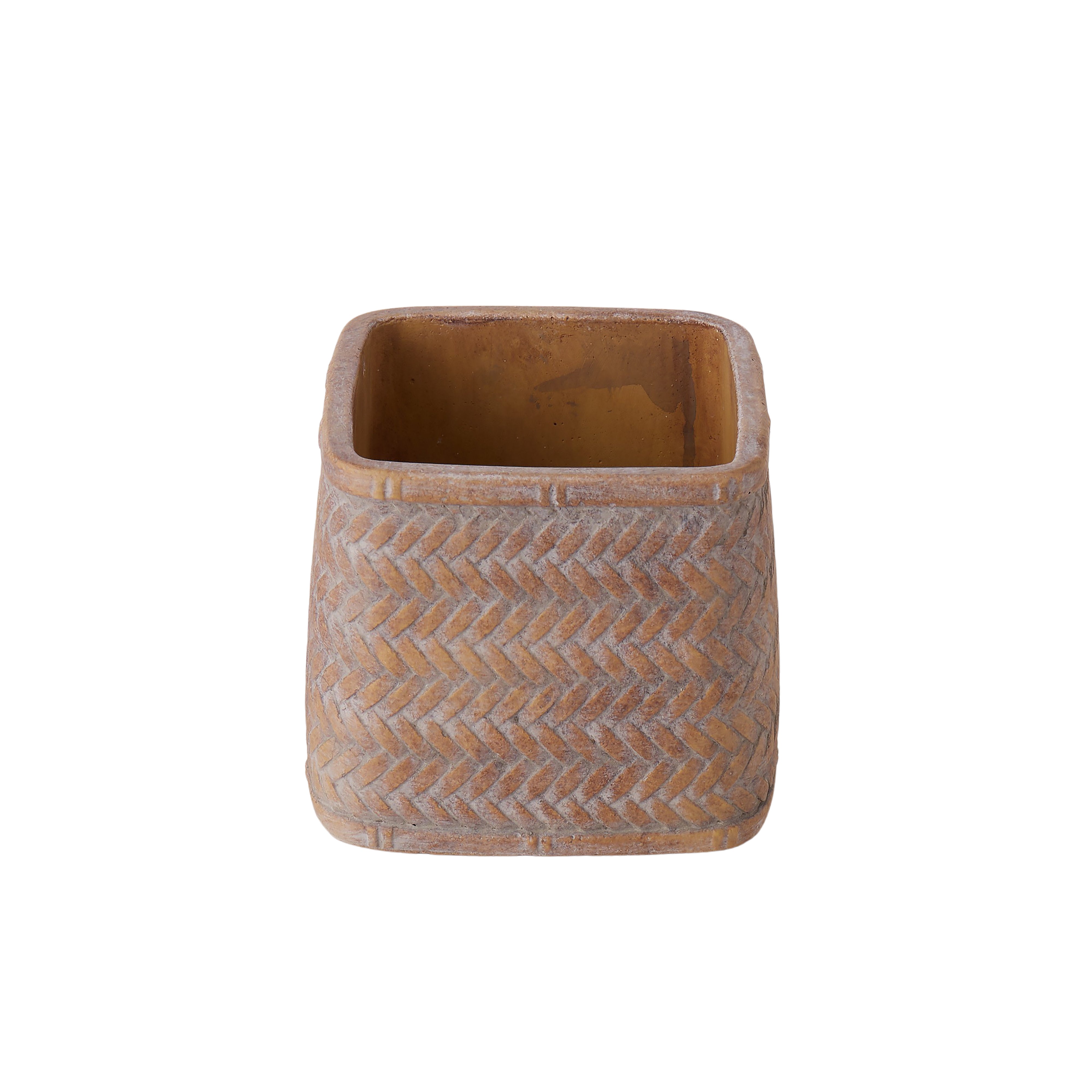 Rogue Cement Square Weave Vessel 14 x 12cm