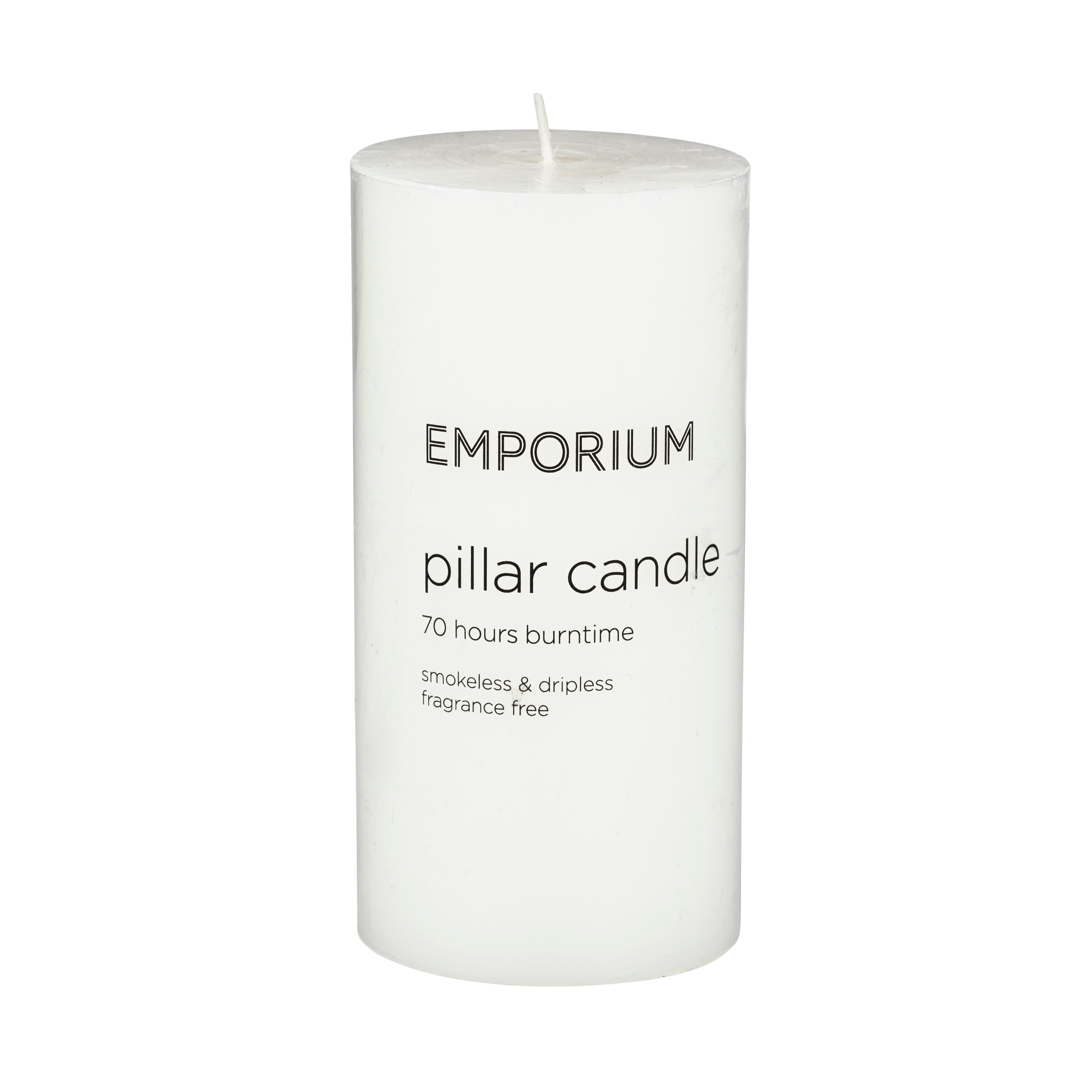 Emporium Pillar Candle 7.5 x 15cm White