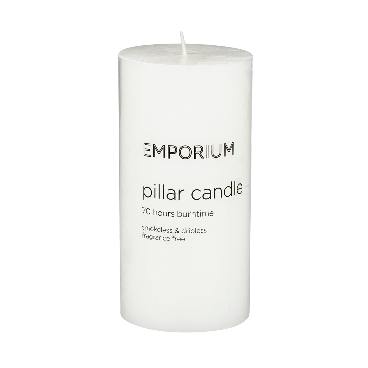 Emporium Pillar Candle 7.5 x 15cm White
