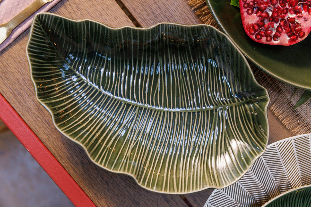 Mikasa Jardin Stoneware Leaf Serving Dish 30cm (Green)