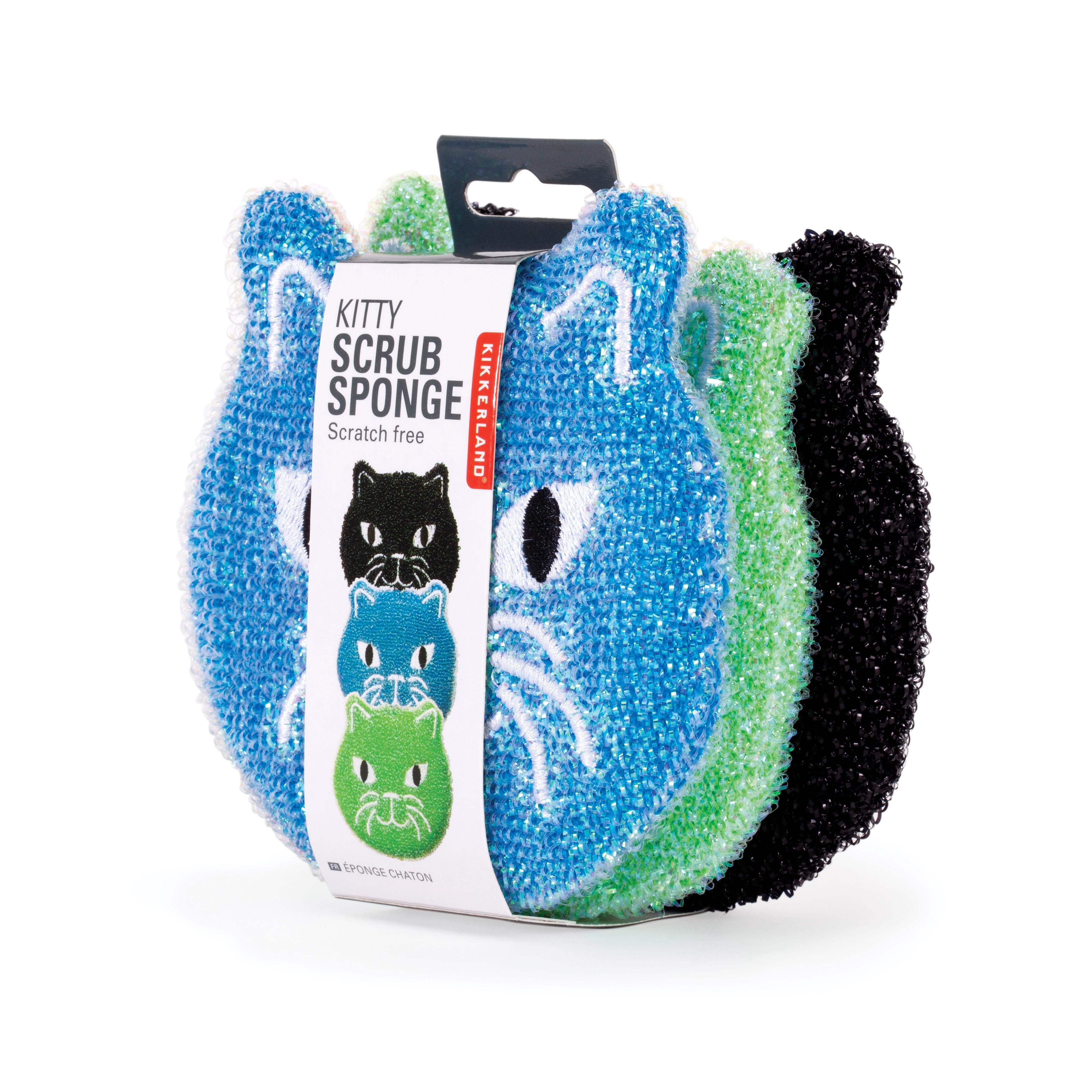 Kikkerland Cat Sponges 3 Piece Set Multi-Coloured