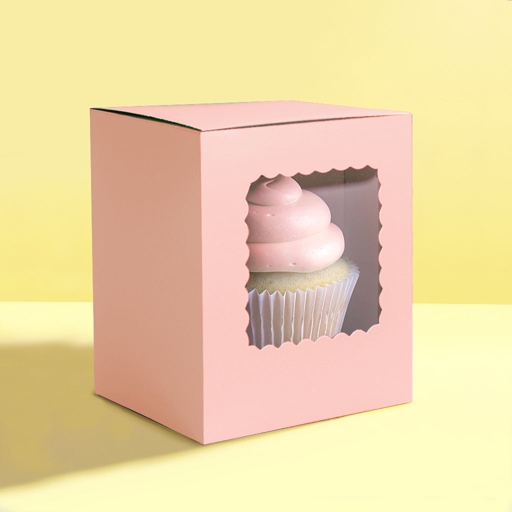 Papyrus Scalloped Single Cupcake Box Pastel Pink 6 Pack