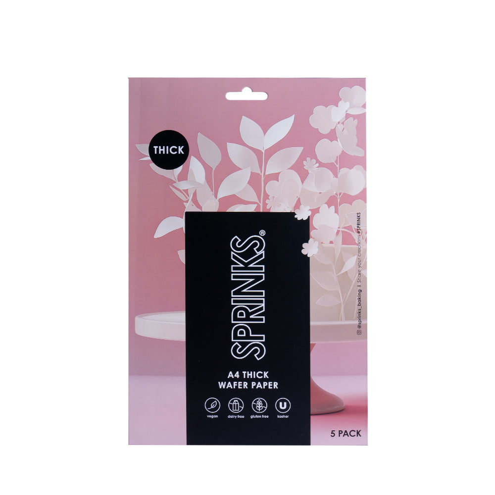 Bake Print Rectangle Wafer Paper Thick A4 Size White 5 Pack