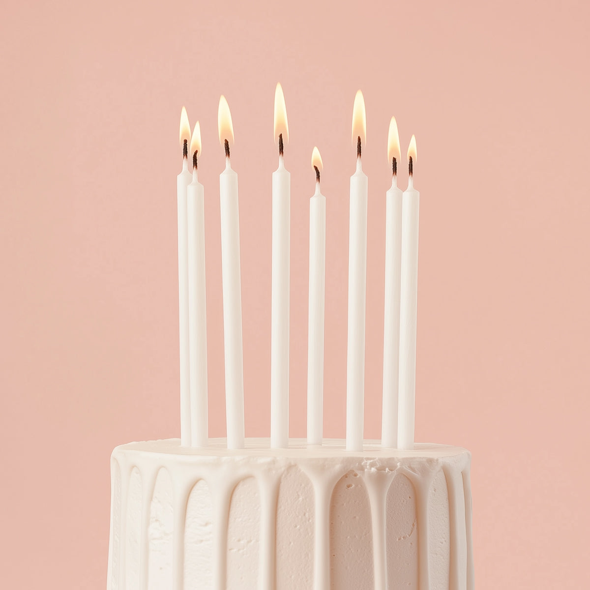 Cake & Candle Tall Cake Candles Pearlised White 12cm 12 Pack