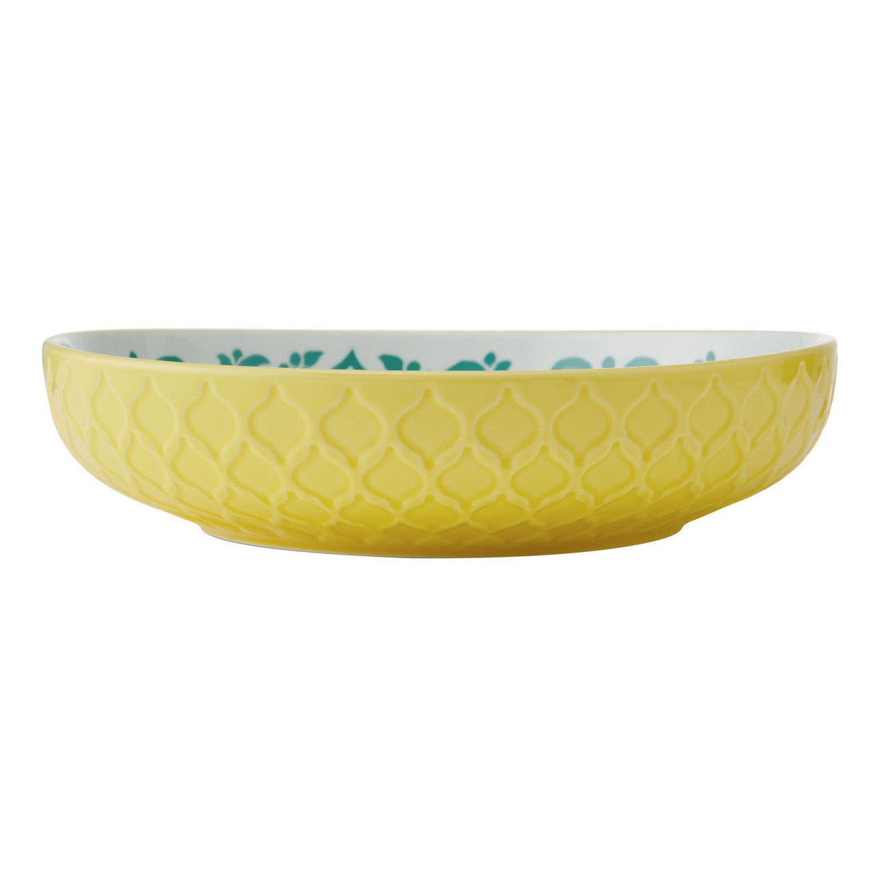 Mikasa Glazed Stoneware Coupe Bowl 21cm (Yellow & Blue Geometric)