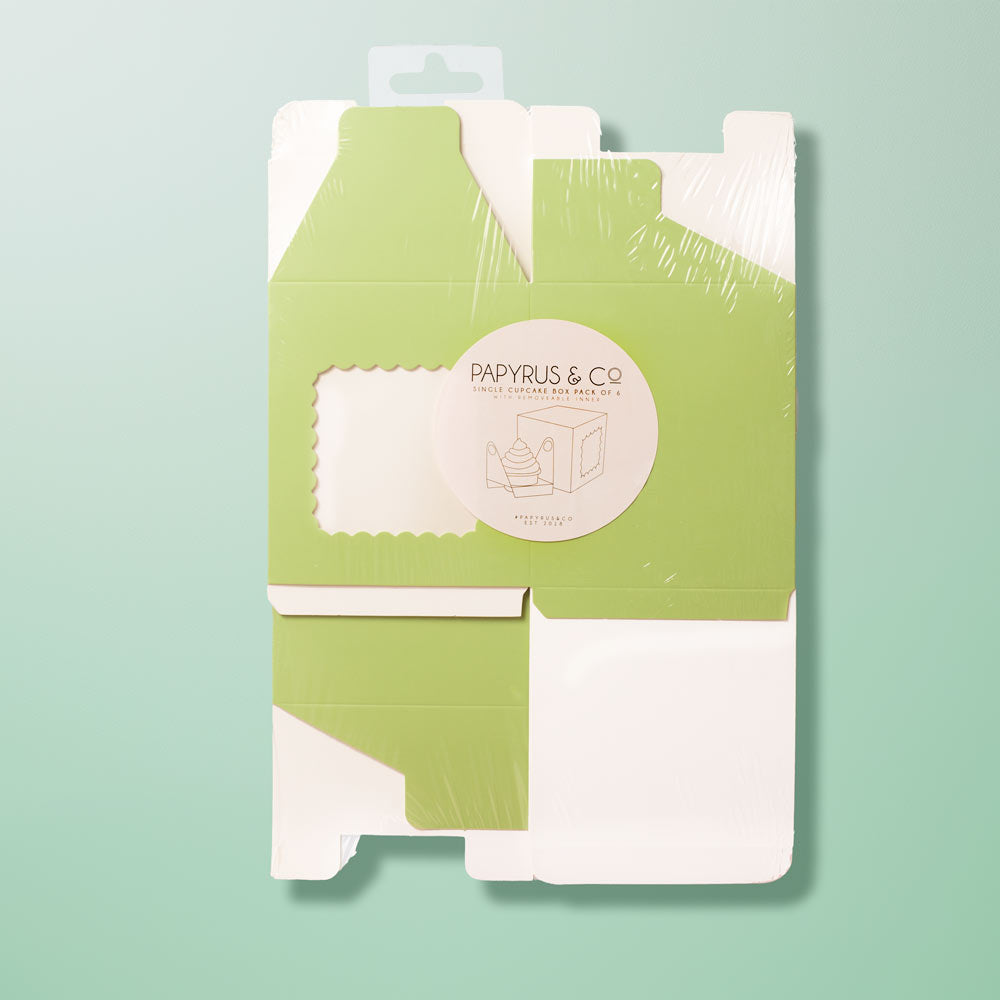 Papyrus Scalloped Single Cupcake Box Pastel Green 6 Pack