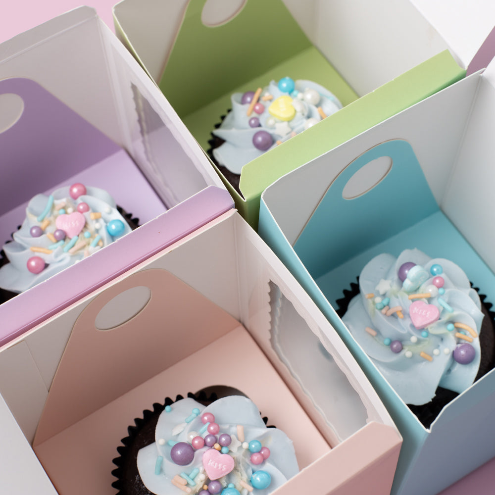 Papyrus Scalloped Single Cupcake Box Pastel Pink 6 Pack