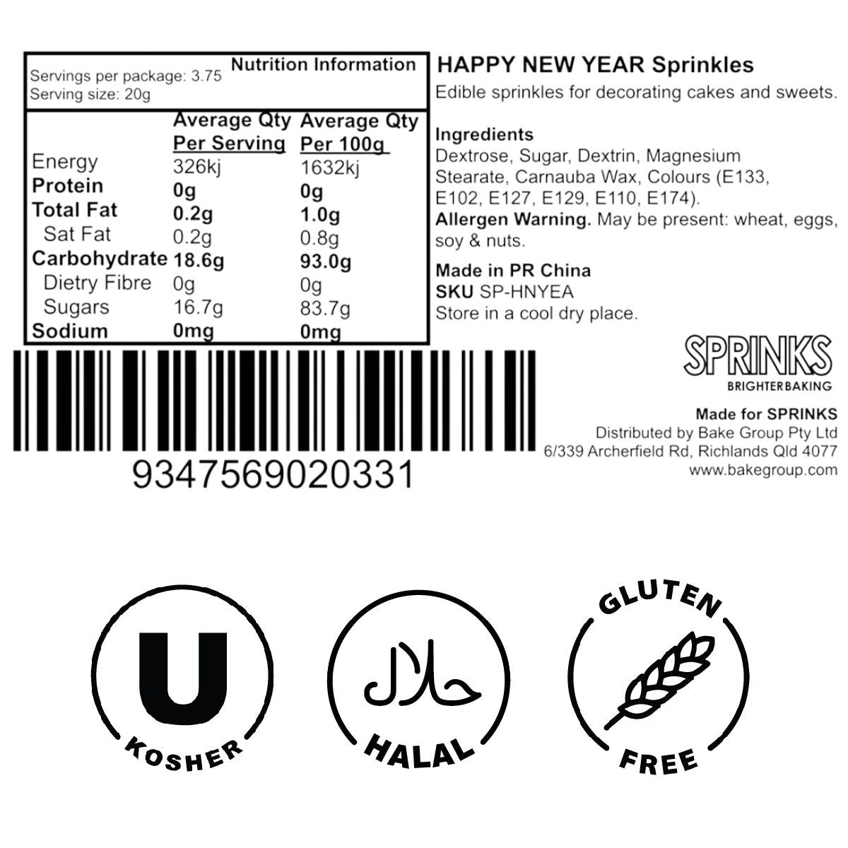 Sprinks Happy New Year Sprinkles 500g