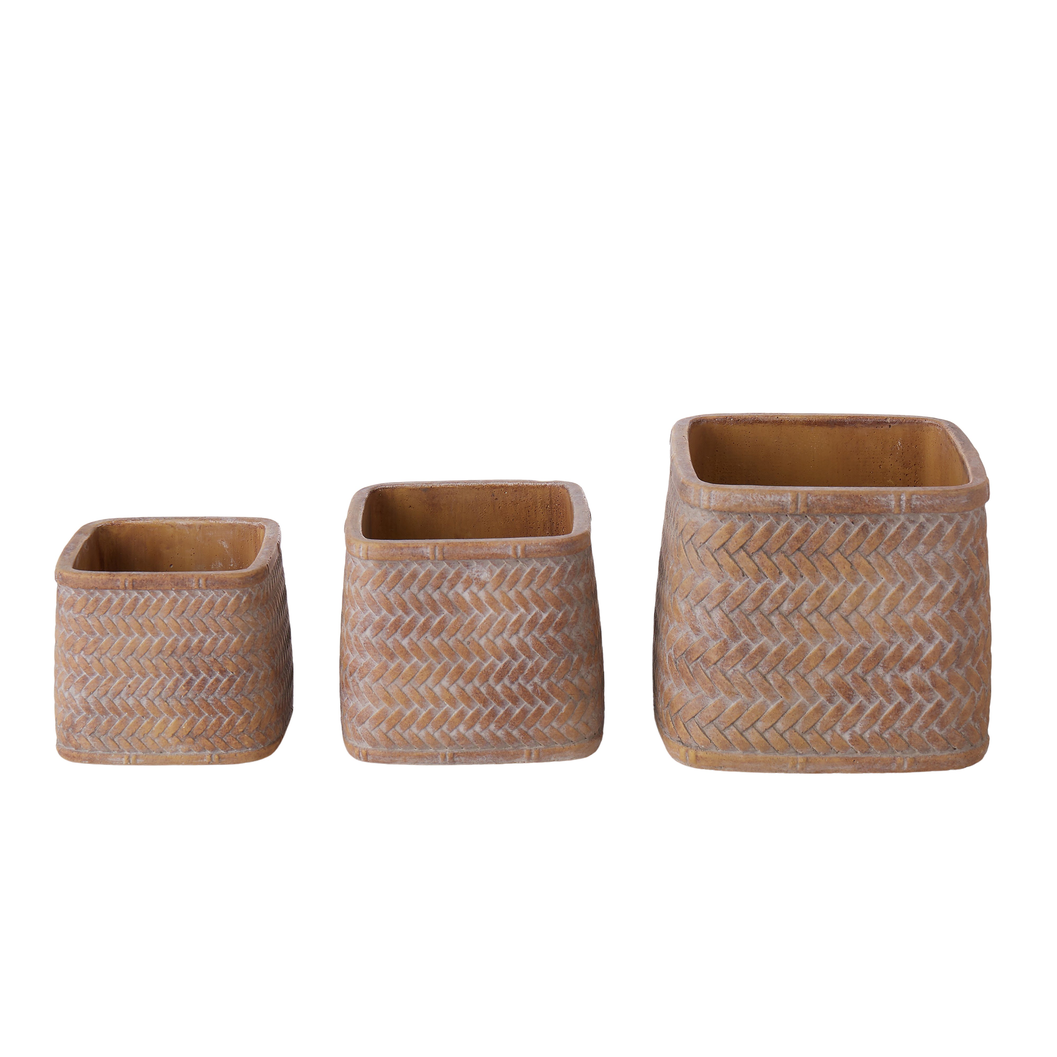 Rogue Cement Square Weave Vessel 14 x 12cm