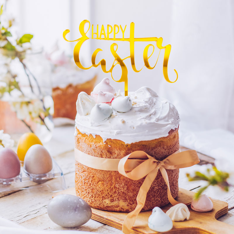 Cake & Candle Happy Easter Cake Topper Gold