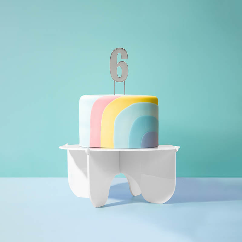 Cake & Candle Bold Cake Topper Number 6 Silver
