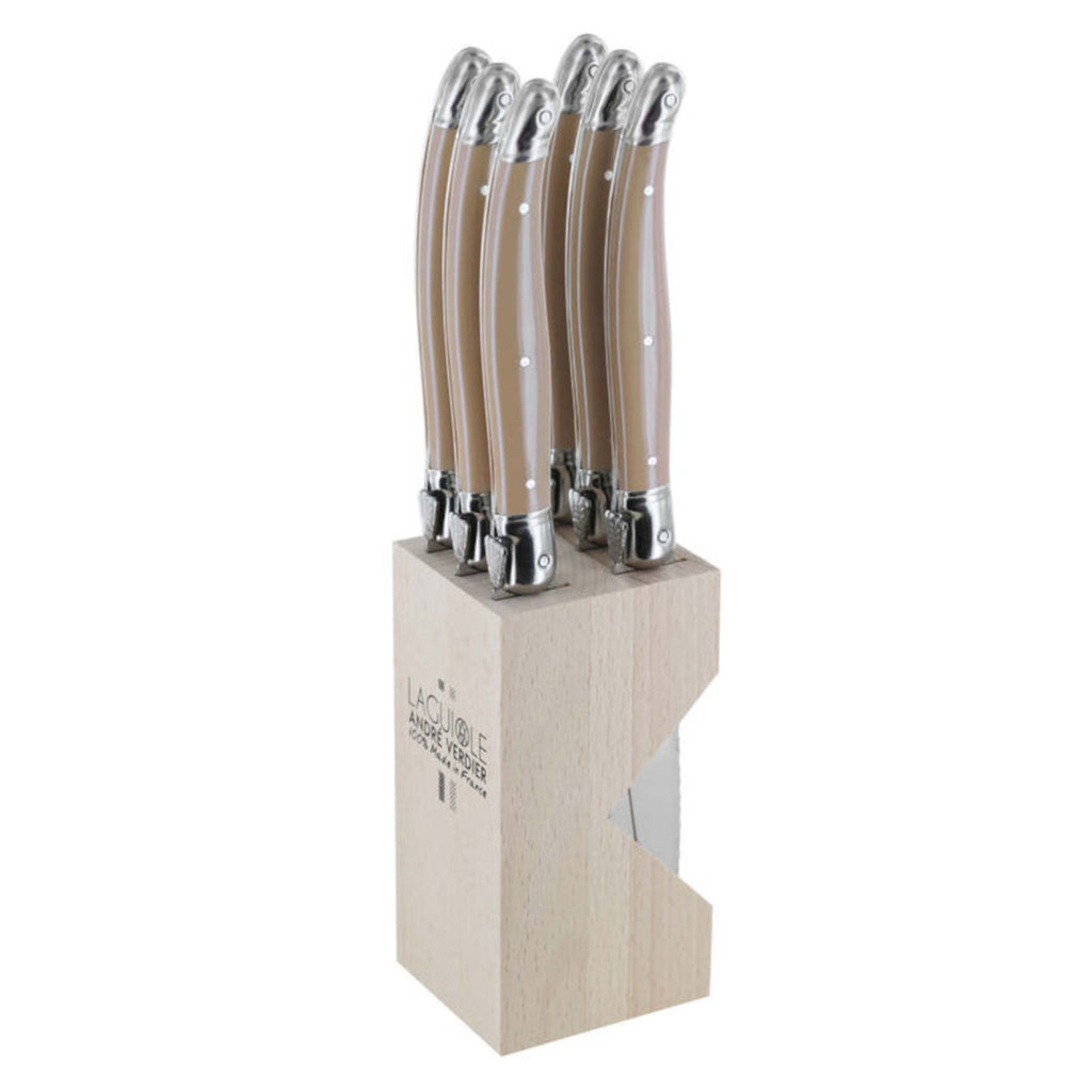 Laguiole André Verdier Debutant Serrated Knife 6 Piece Set - Grey Marble