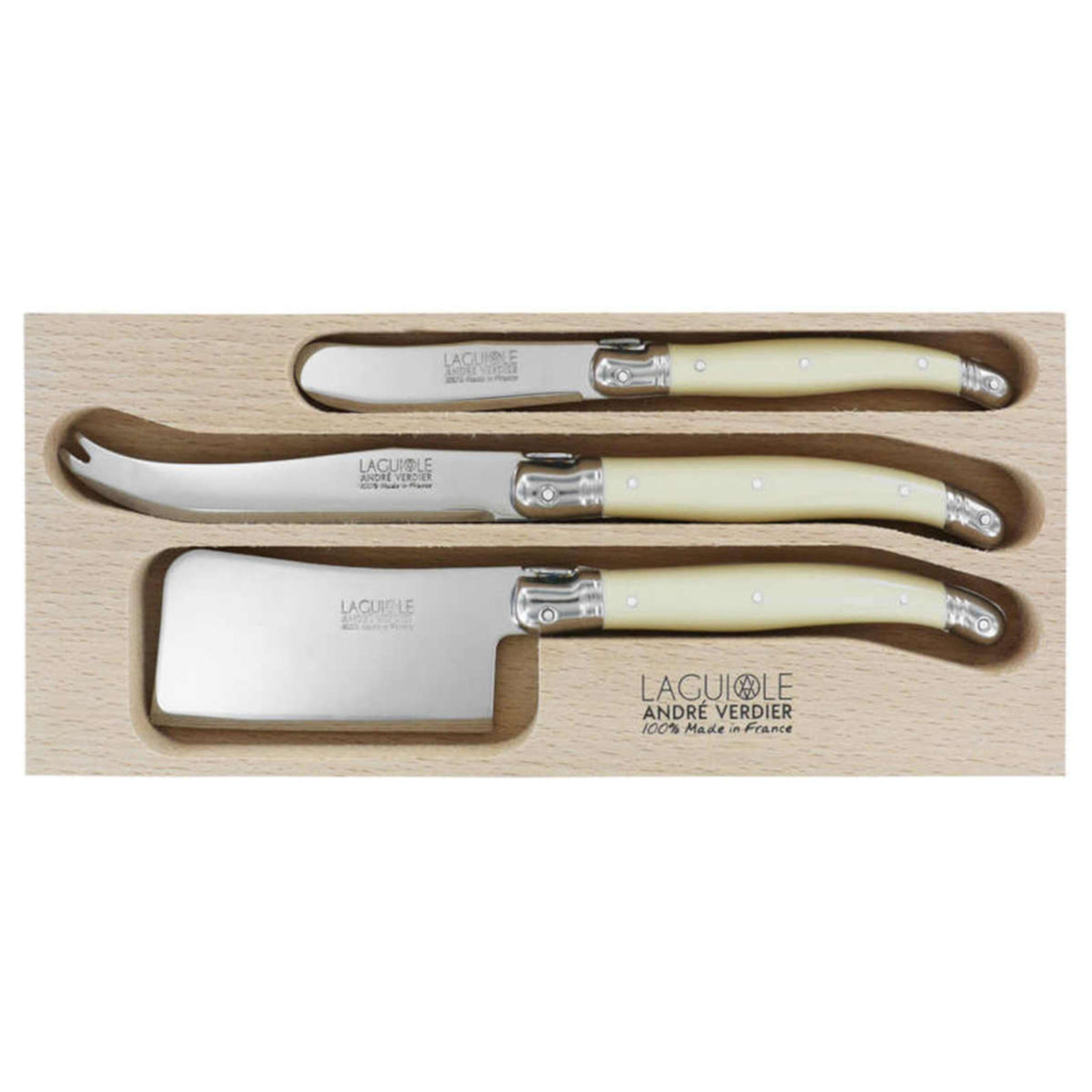 Laguiole André Verdier Debutant Cheese Board 3 Piece Set - Ivory
