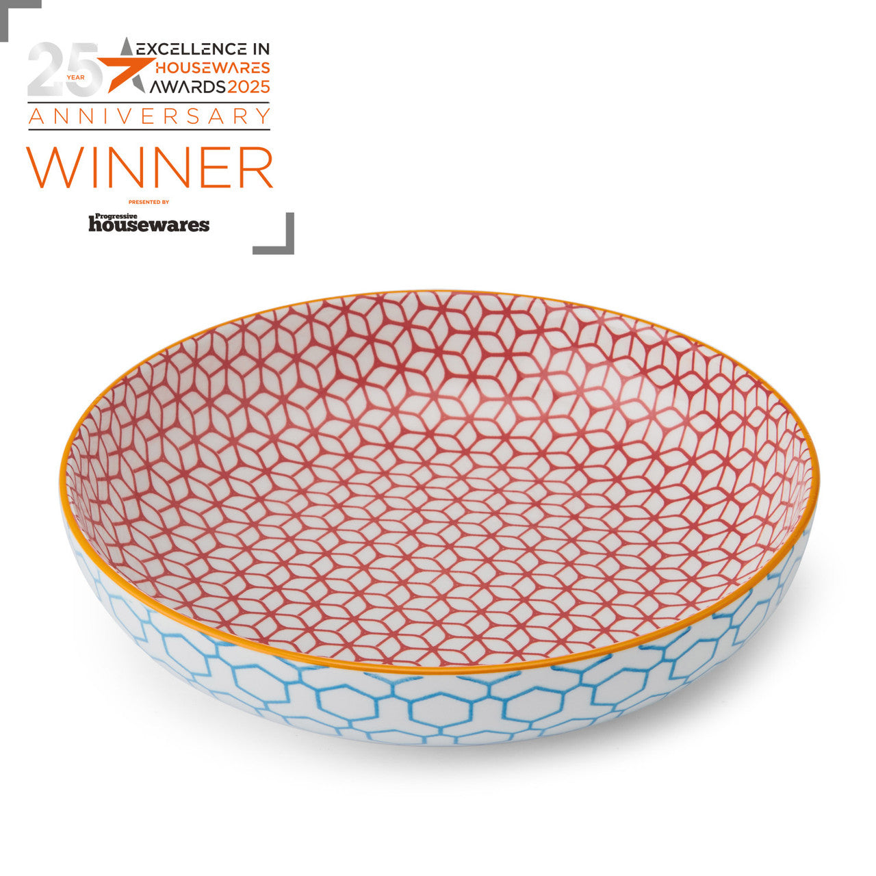 Mikasa Glazed Stoneware Coupe Bowl 21cm (Geometric Blue)