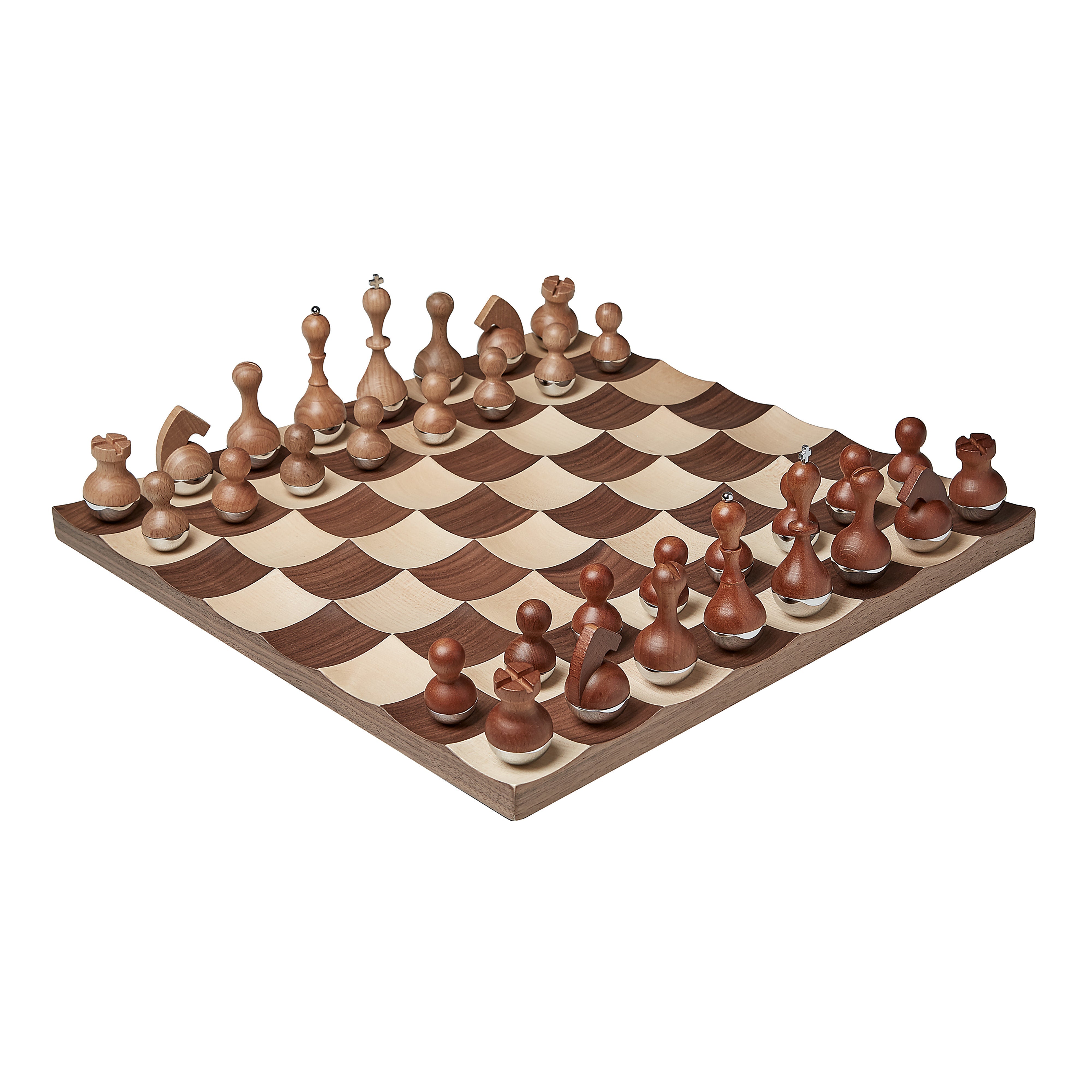 Umbra Wobble Chess Set Maple & Walnut