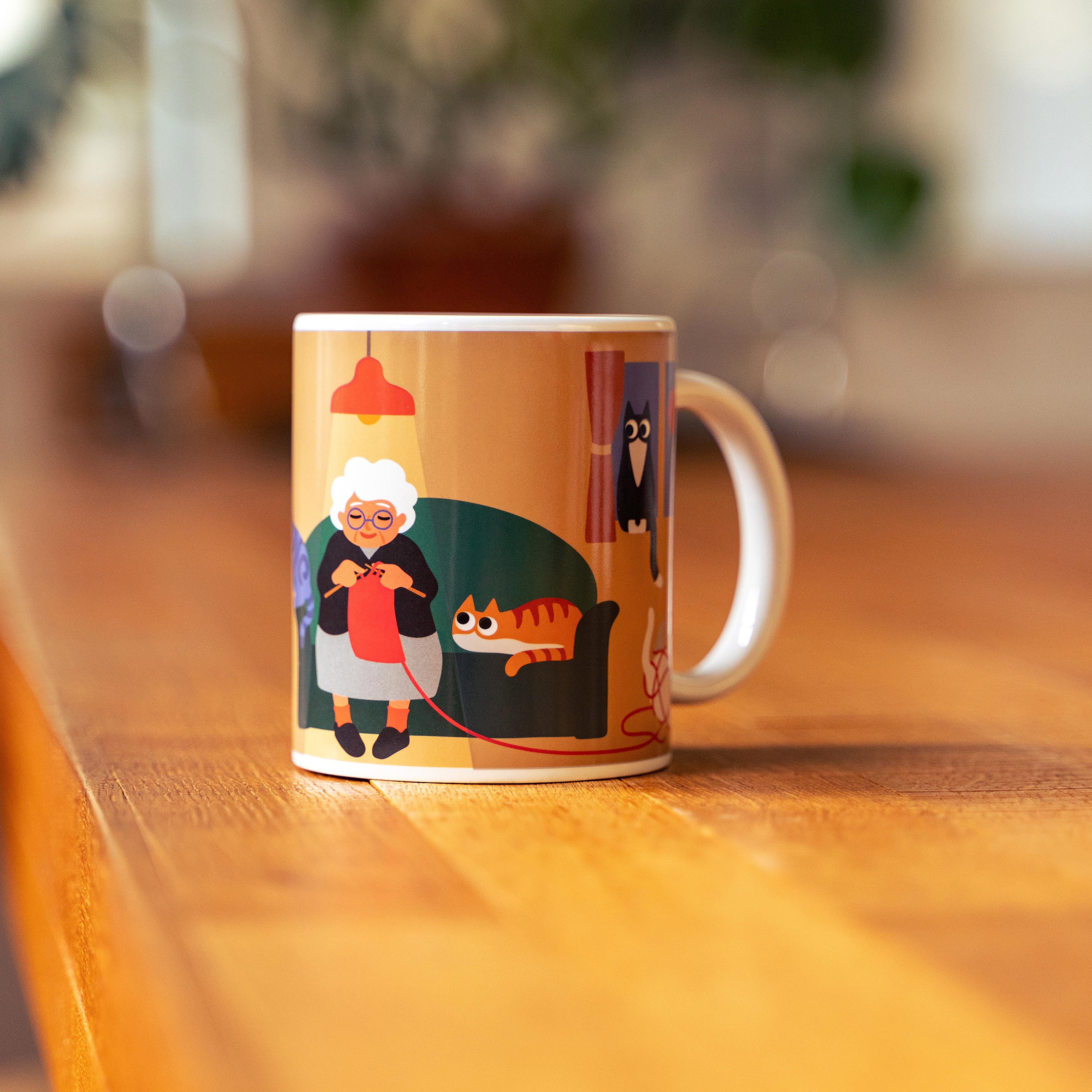 Kikkerland Cat Lady Morph Mug Multi-Coloured