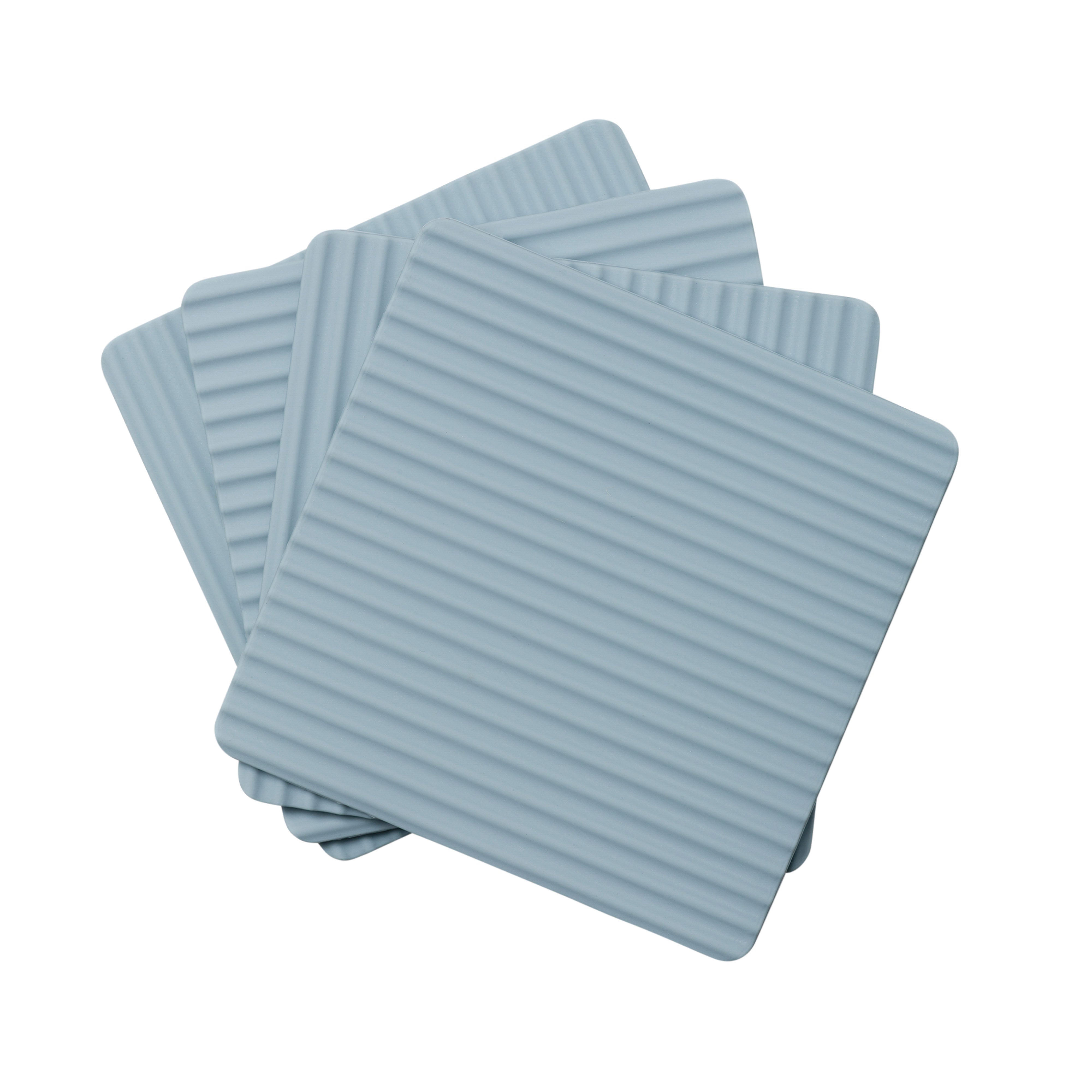 Zeal Silicone Square Coasters Duck Egg Blue 4 Piece Set