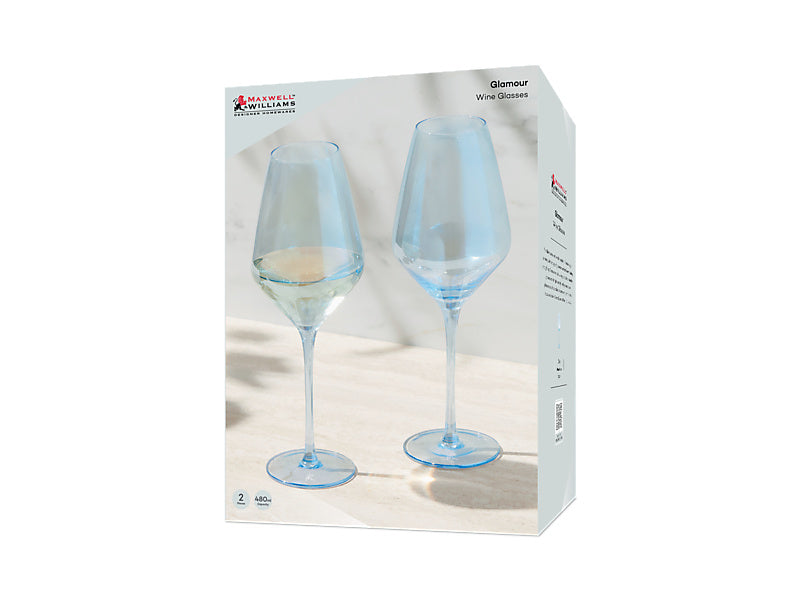 Maxwell & Williams Glamour Wine Glass Green 480ml 2 Piece