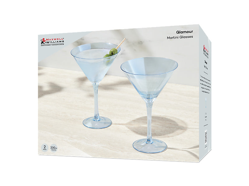 Maxwell & Williams Glamour Martini Glass Blue 230ml 2 Piece