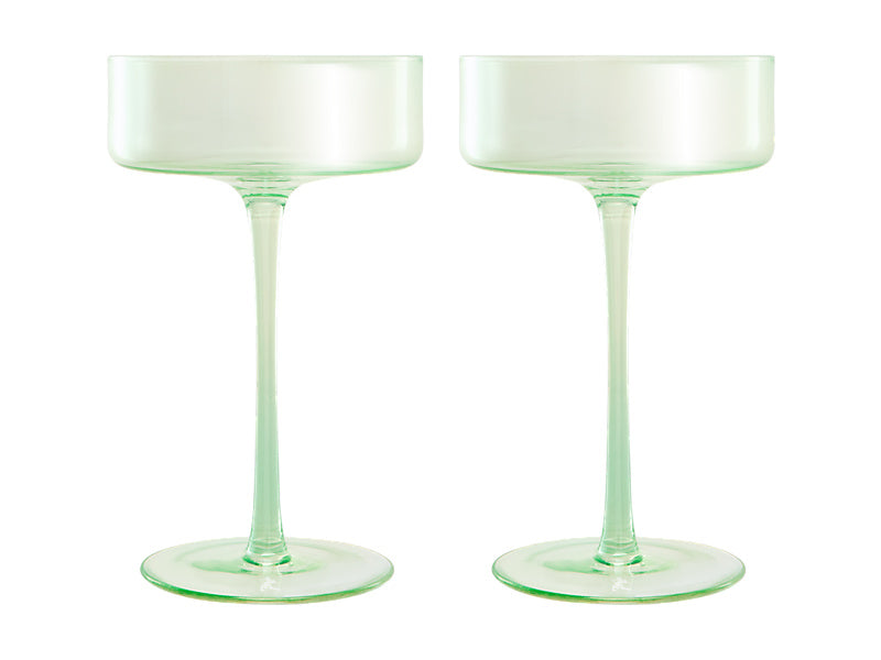 Maxwell & Williams Glamour Coupe Glass Green 240ml 2 Piece