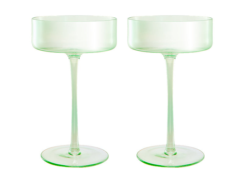 Maxwell & Williams Glamour Coupe Glass Green 240ml 2 Piece