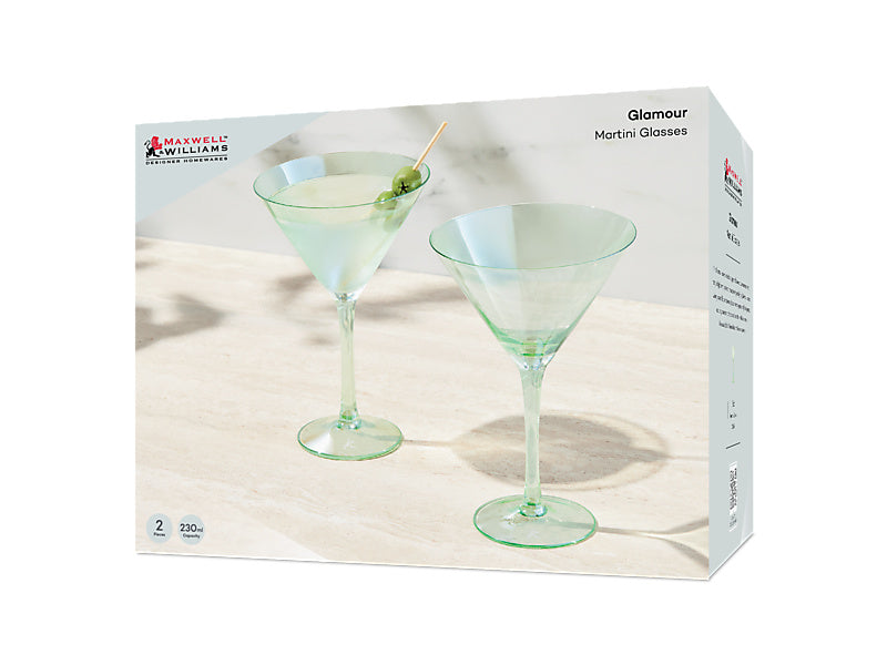 Maxwell & Williams Glamour Martini Glass Blue 230ml 2 Piece