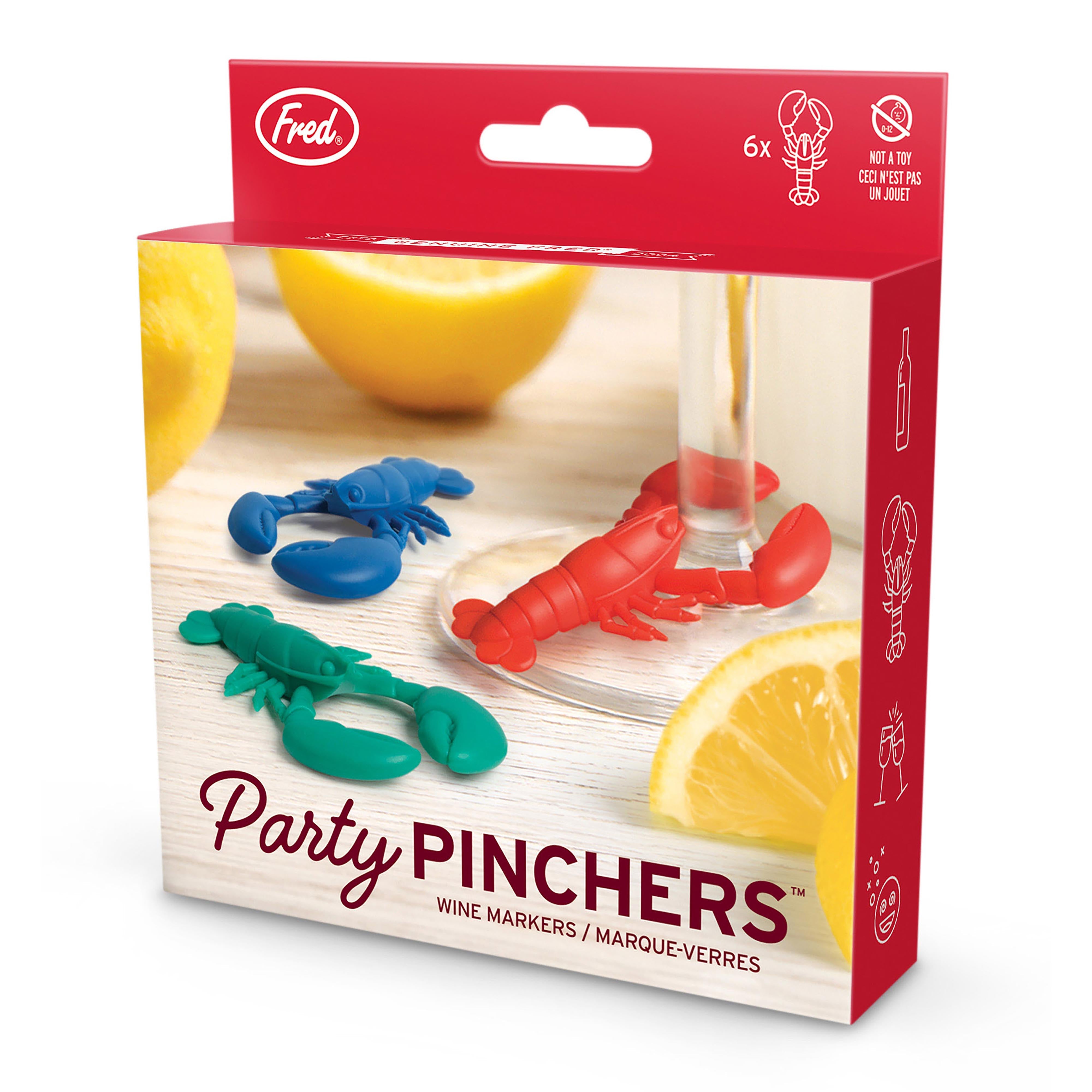 Fred Party Pinchers Drink Markers 6 Piece Set Multi-Coloured