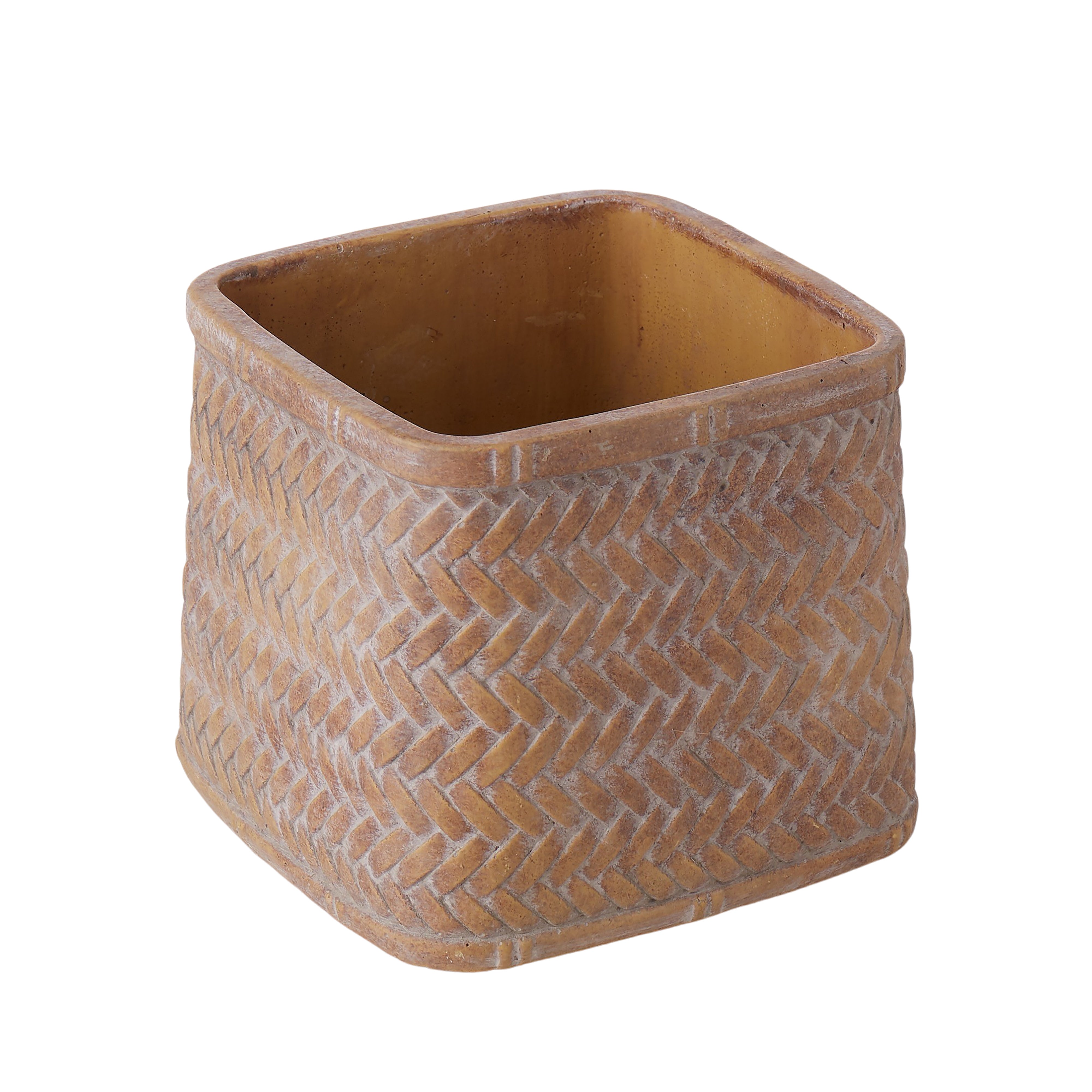 Rogue Cement Square Weave Vessel 17 x 15cm