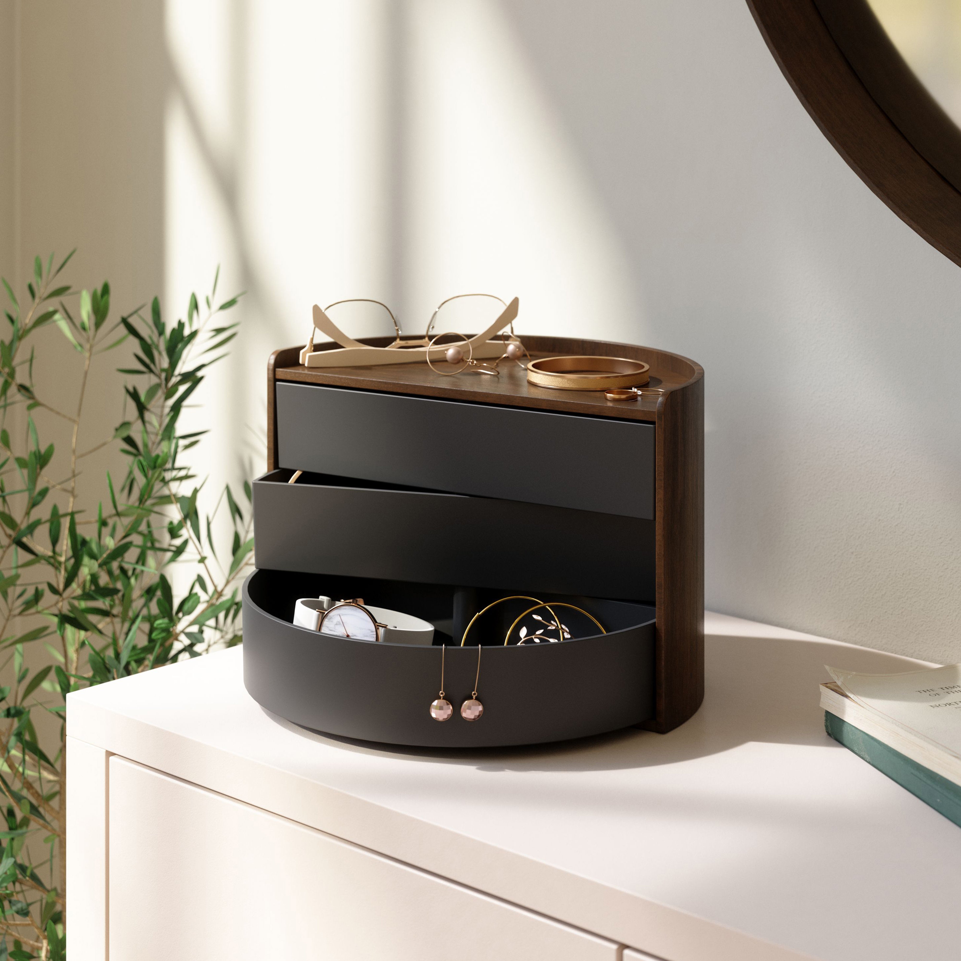 Umbra Moona Storage Box Black & Walnut