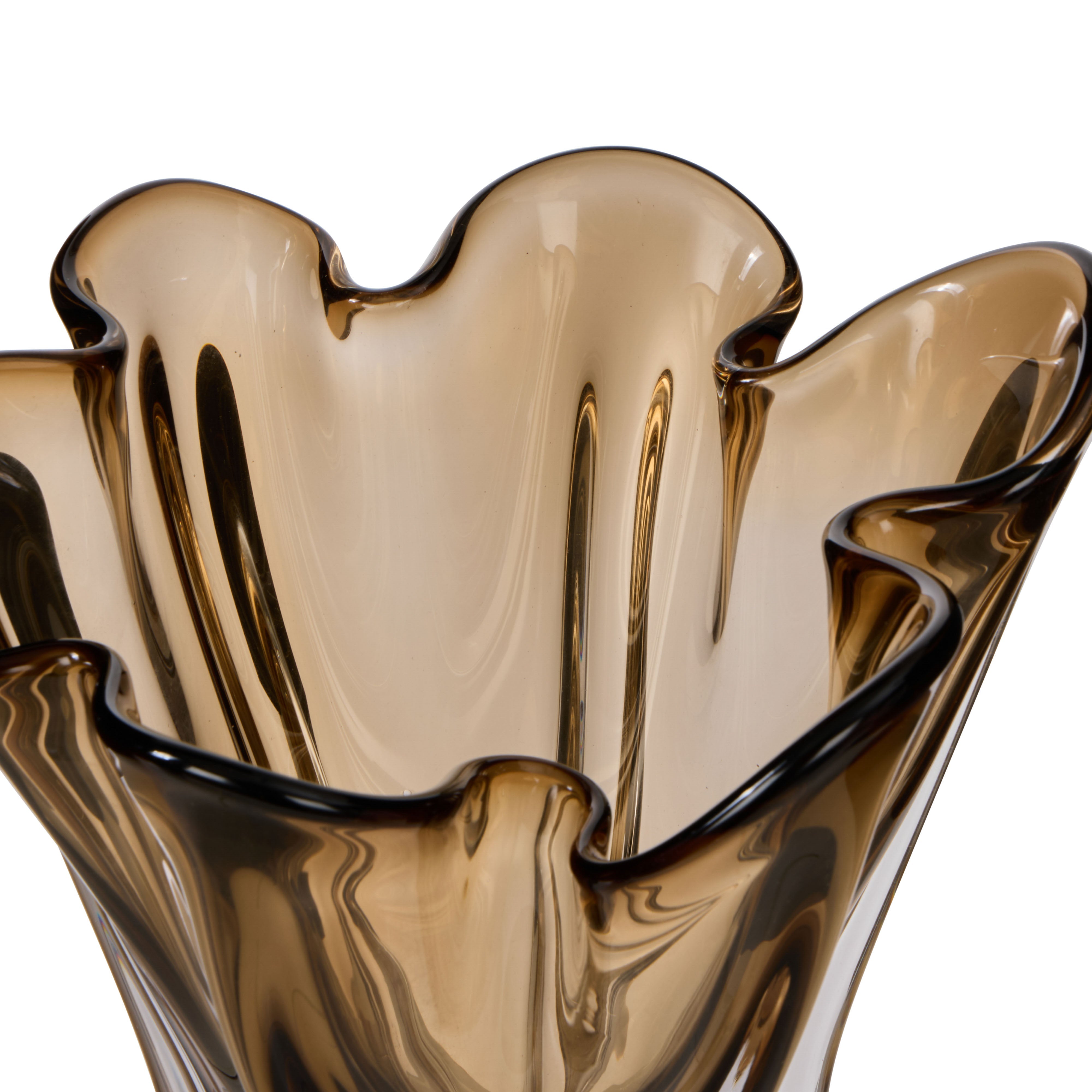 Amalfi Wavy Glass Vase Amber