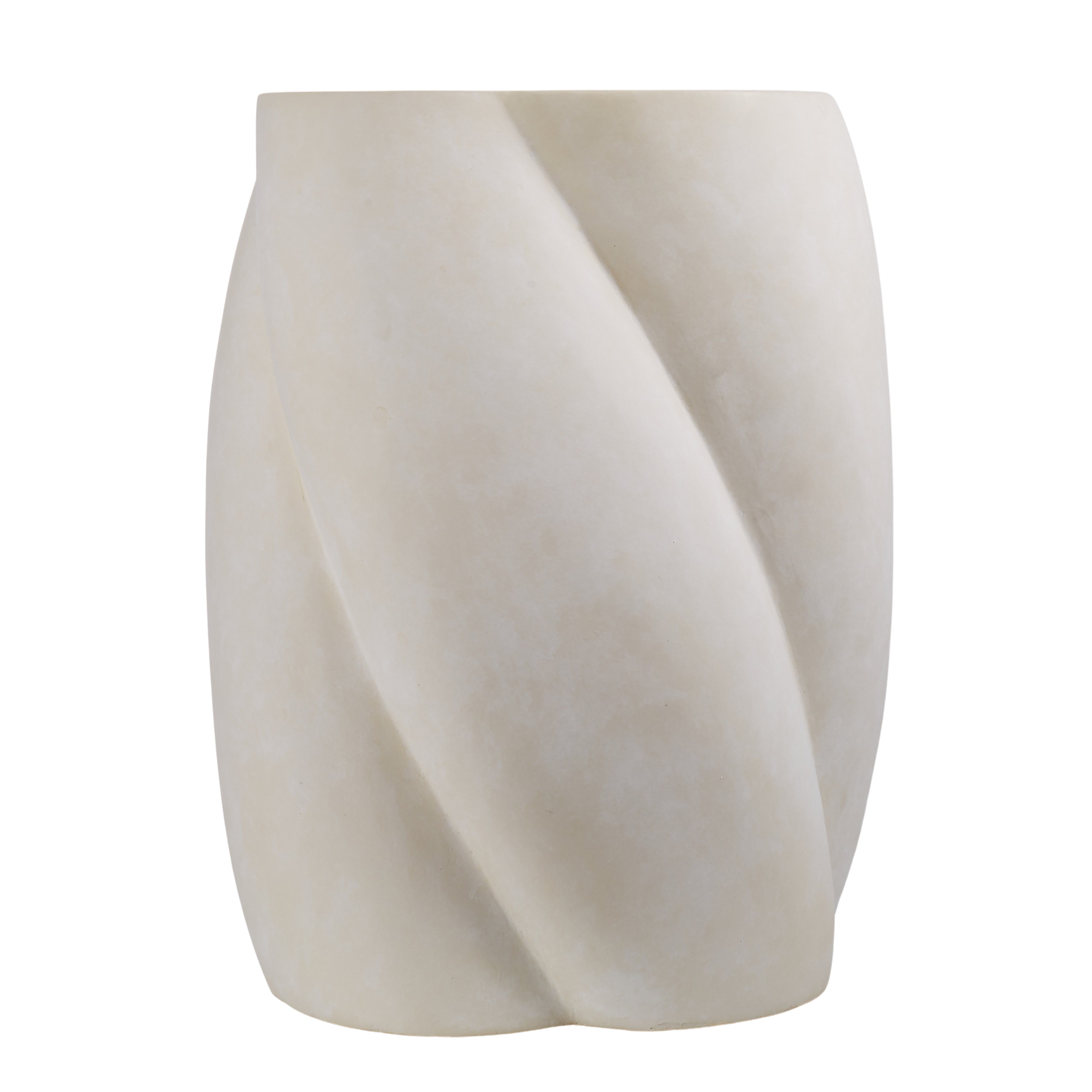 Amalfi Swirled Cement Stone Wash Side Table White