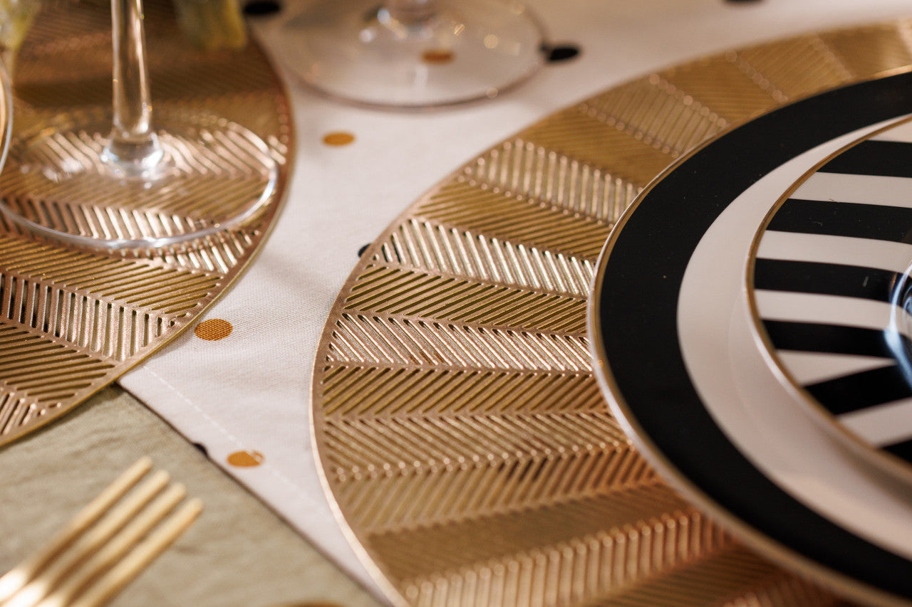 Mikasa PU Round Placemat Set 4 Piece 38cm (Gold)