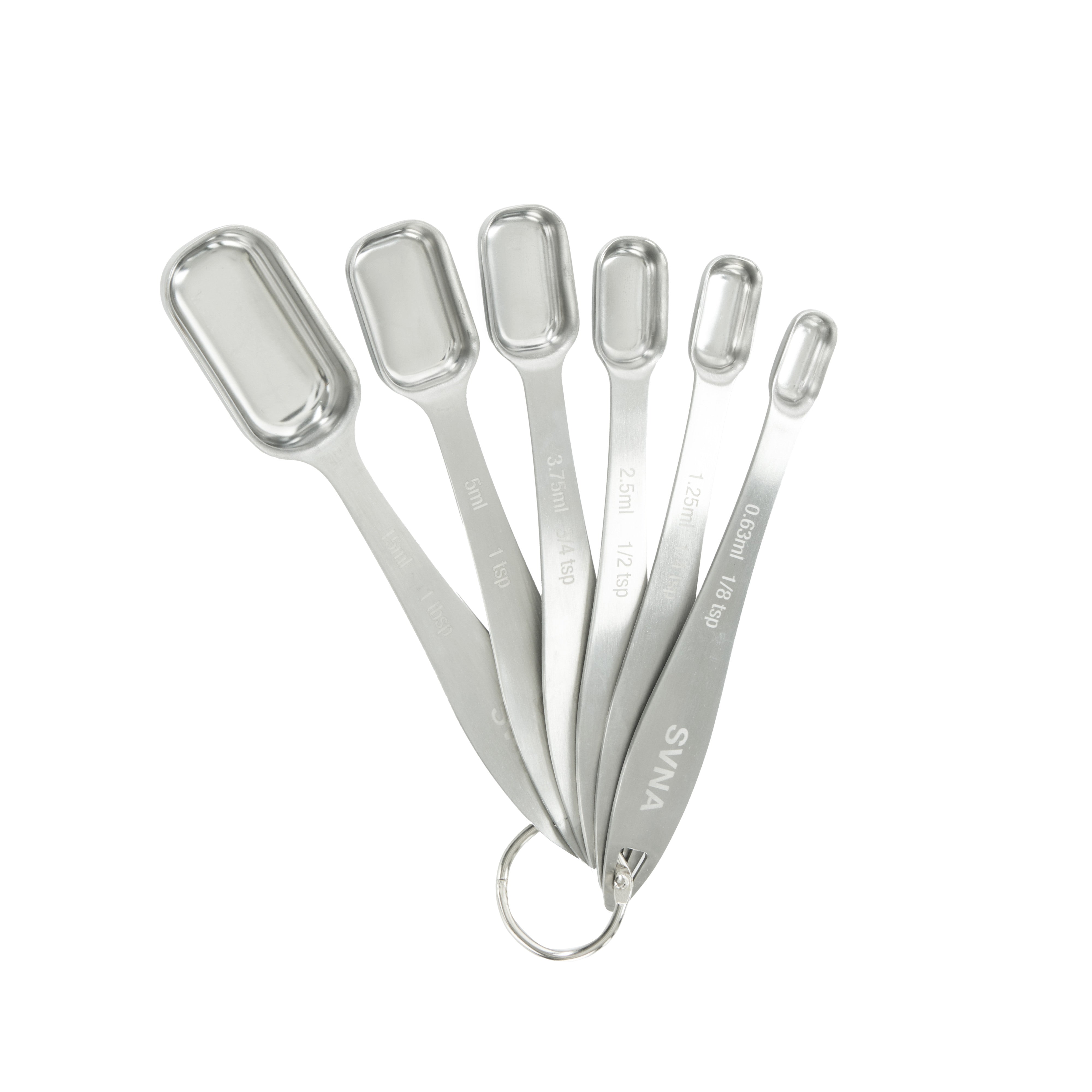SVNA Premium Stainless Steel Spice Jar Measuring Spoons 6 Piece Set