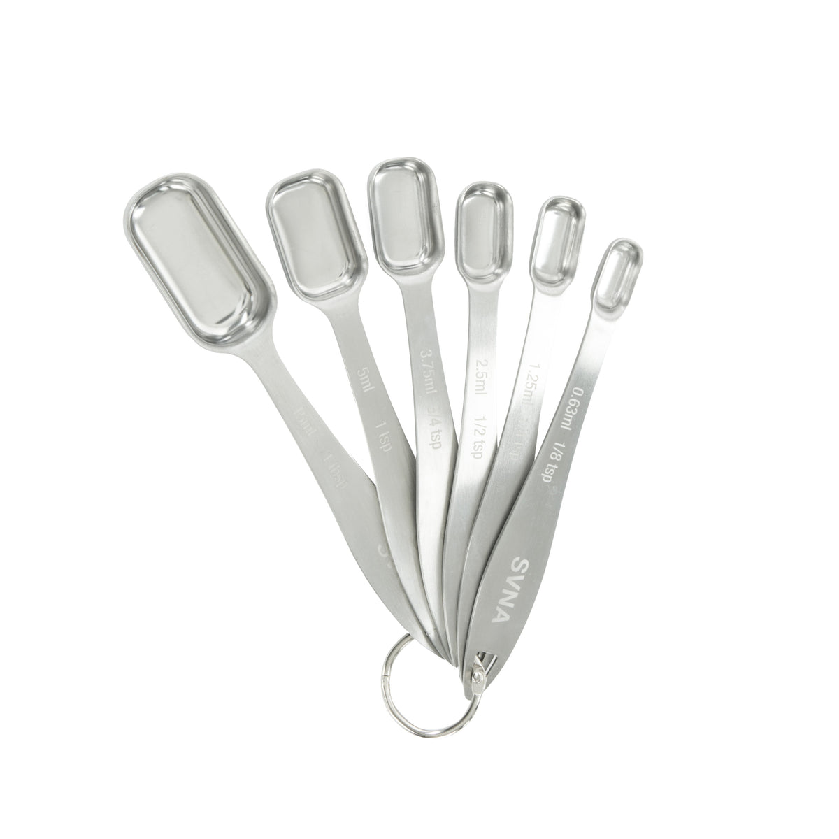SVNA Premium Stainless Steel Spice Jar Measuring Spoons 6 Piece Set
