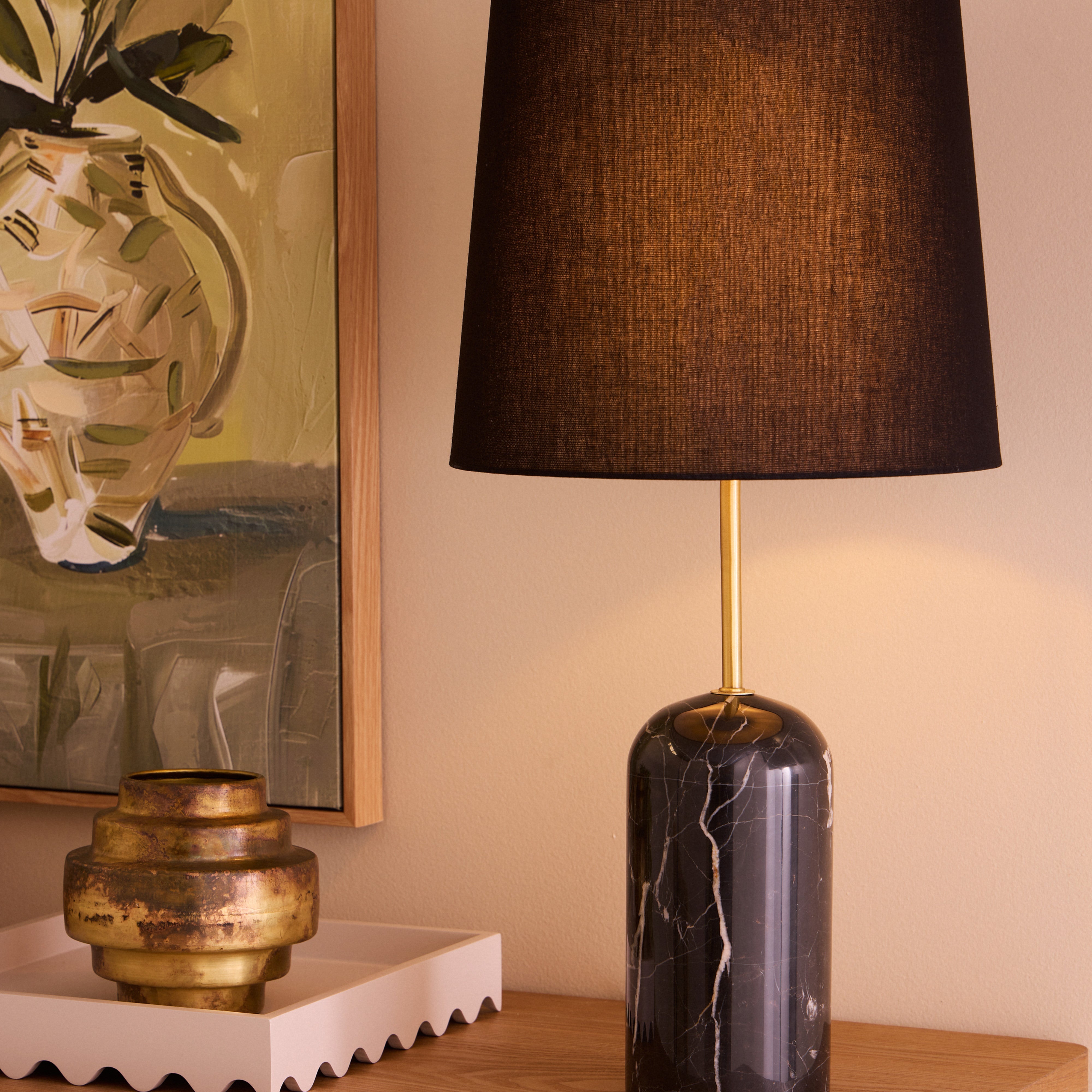 Amalfi Missouri Marble Table Lamp Black & Gold