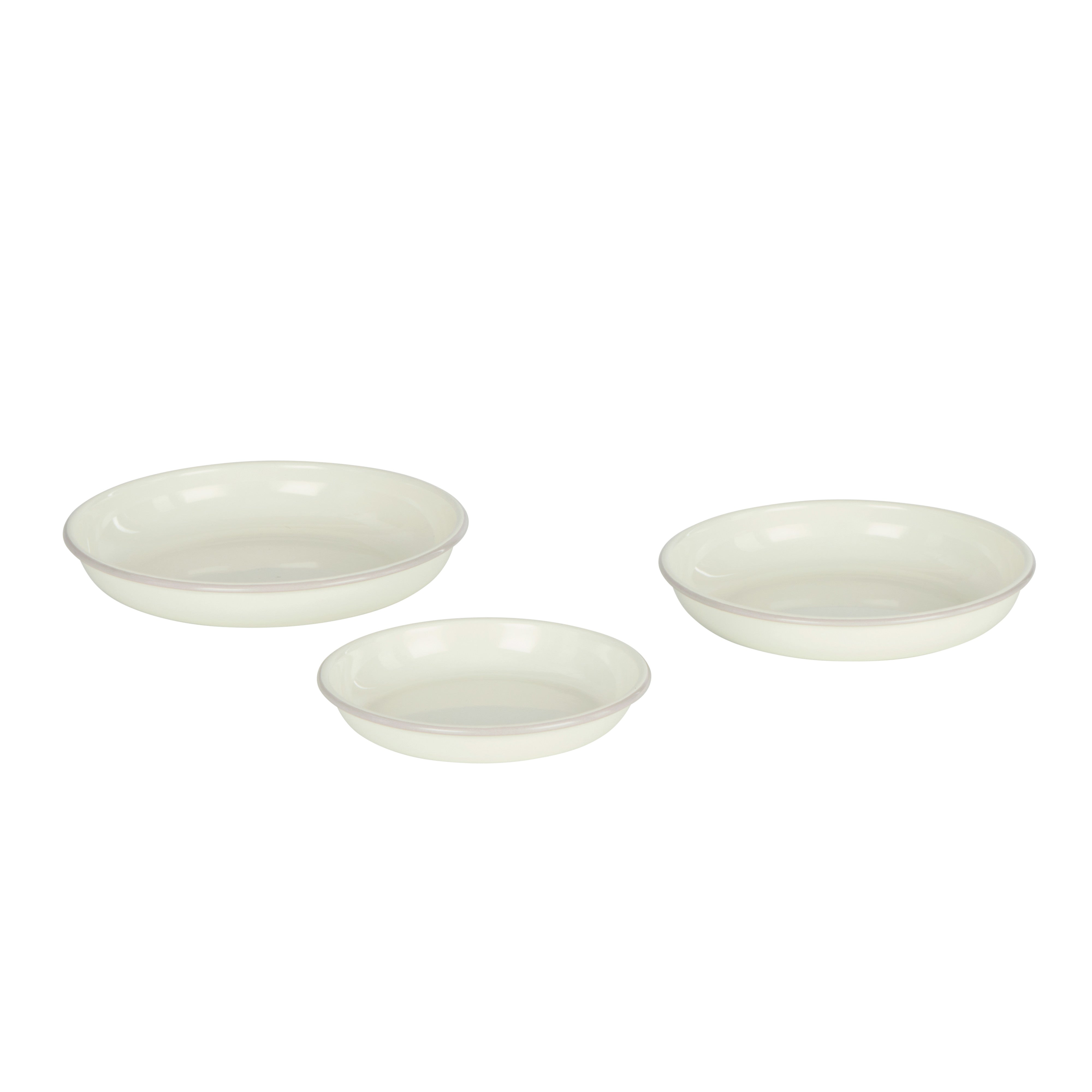 Davis & Waddell Daylesford Enamel Pie Dish Round 3 Piece Set Cream