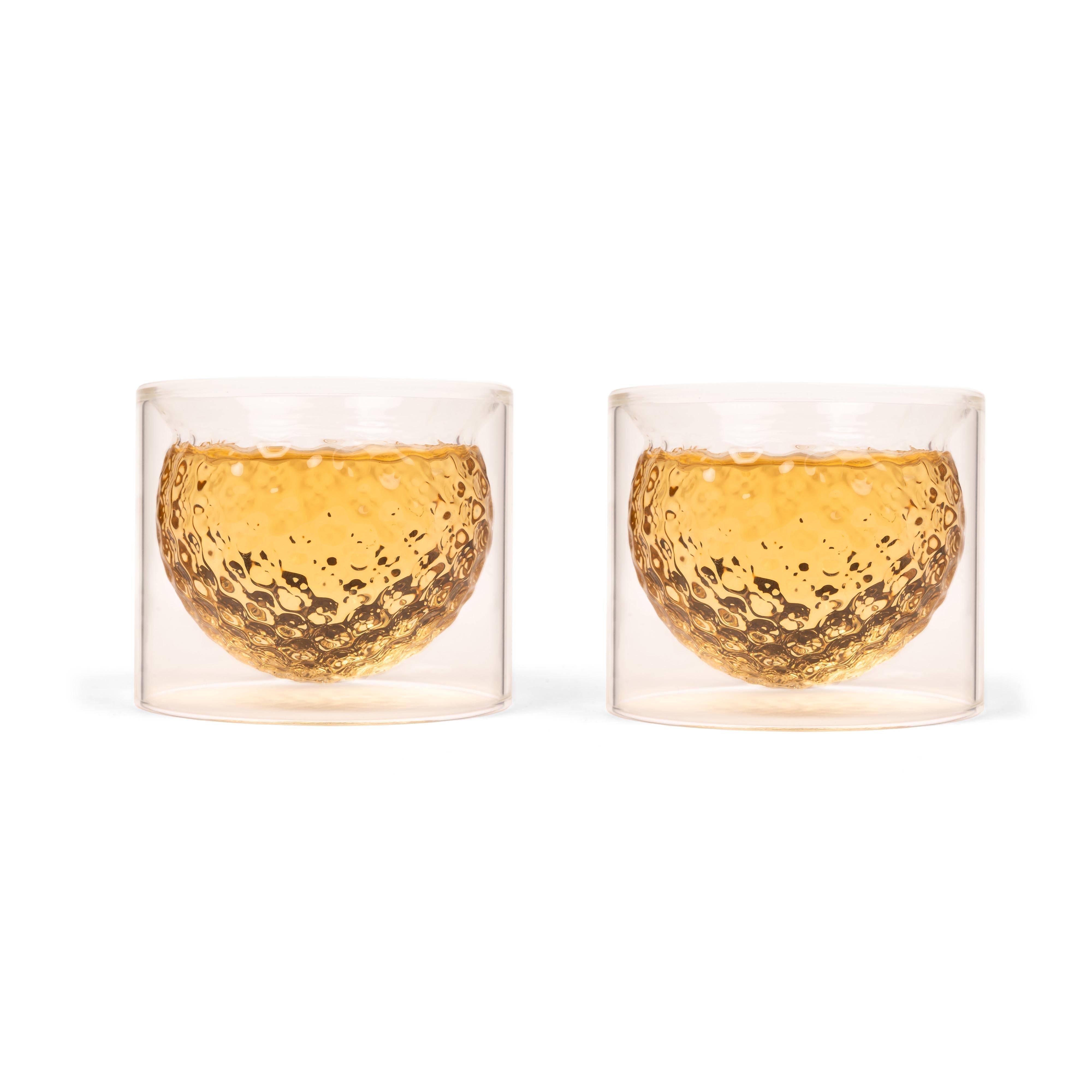 Kikkerland Golf Ball Glasses 2 Piece Set Clear