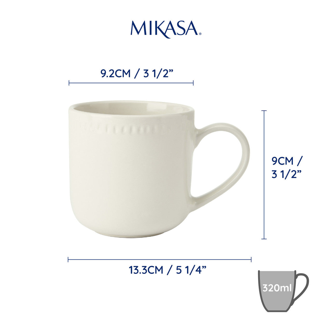Mikasa Cranborne Stoneware Mug Set 4 Piece 320ml (Cream)
