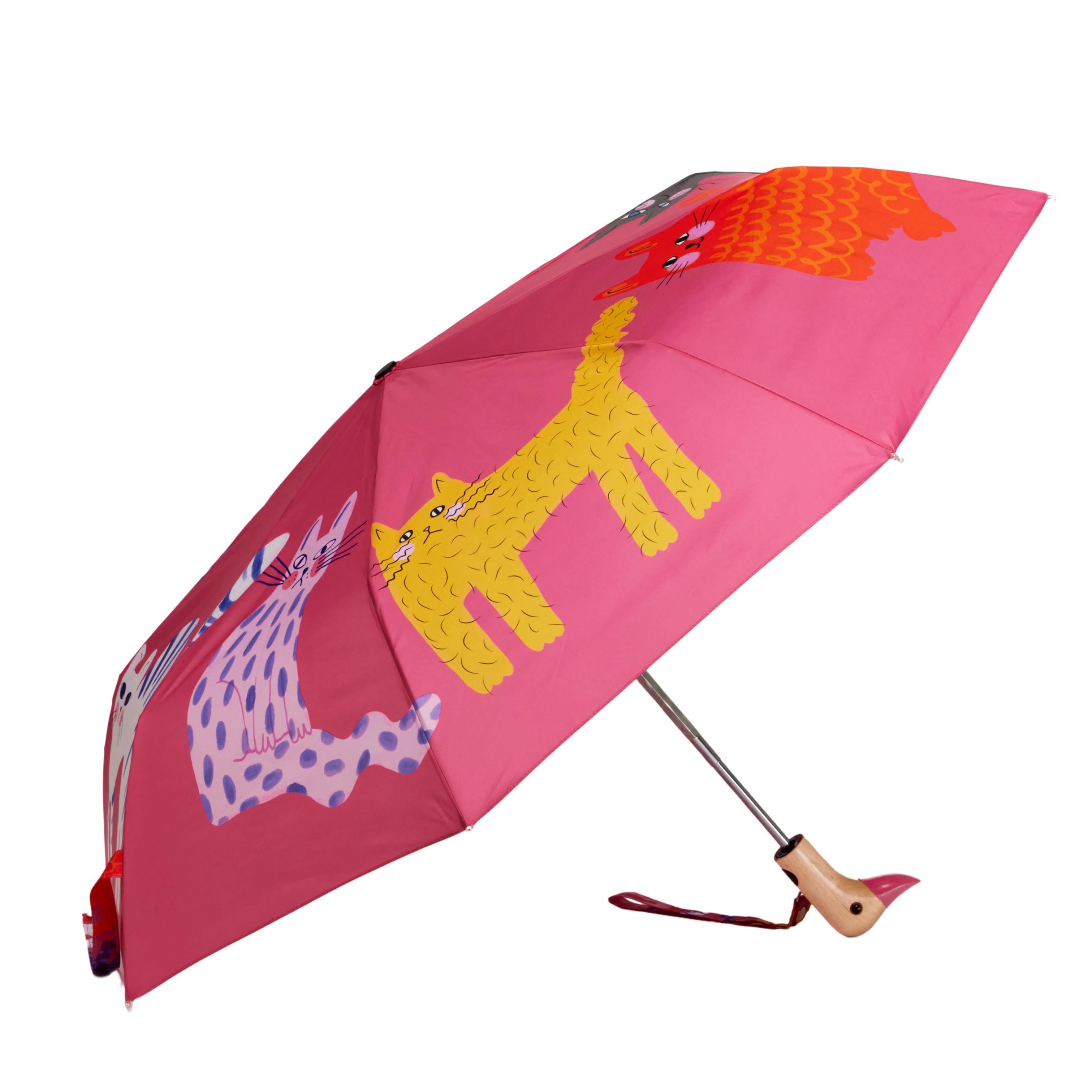 Original Duckhead Duck Umbrella Compact Arty Cats Fuchsia