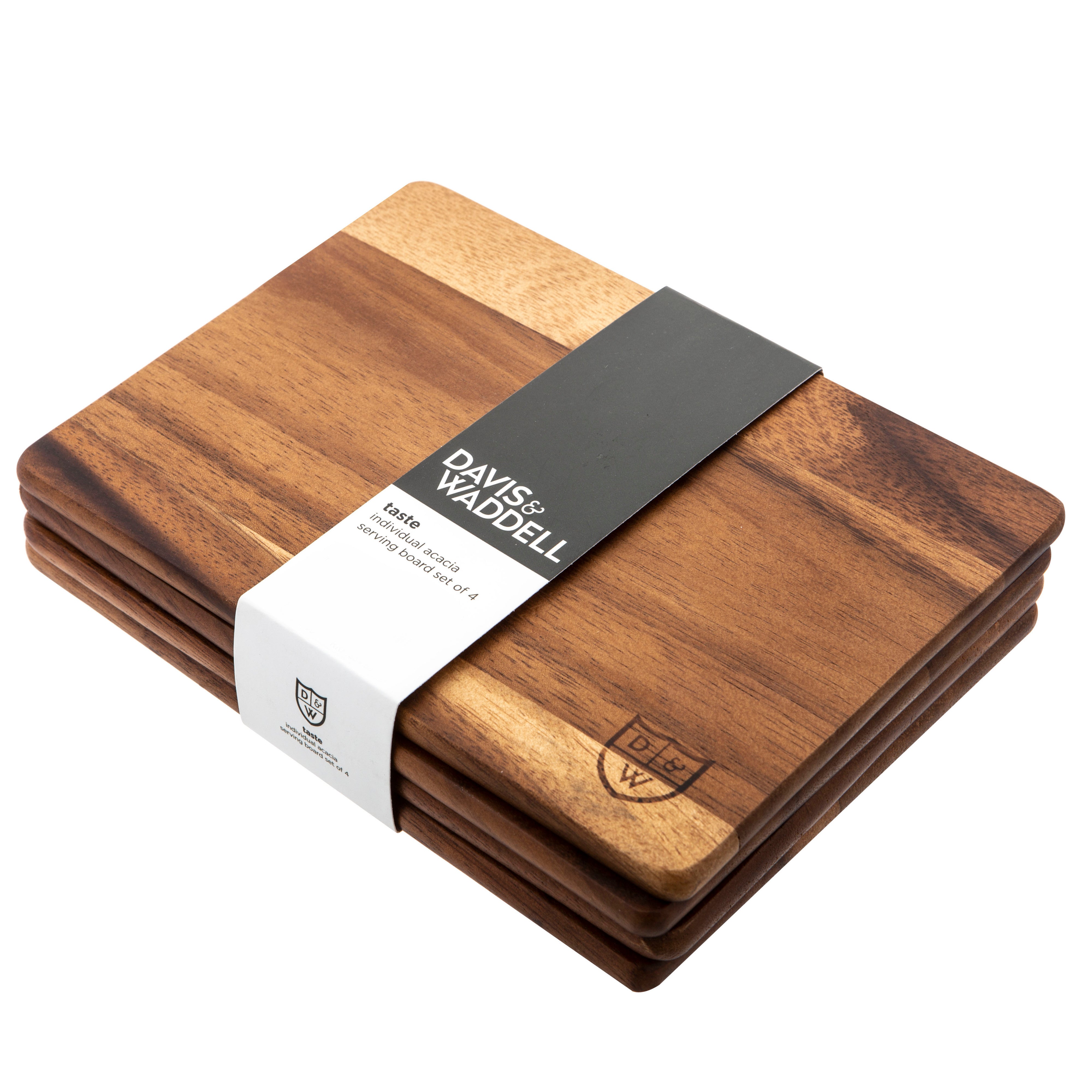 Davis & Waddell Acacia Wood Individual Serving Board 4 Piece Set Natural