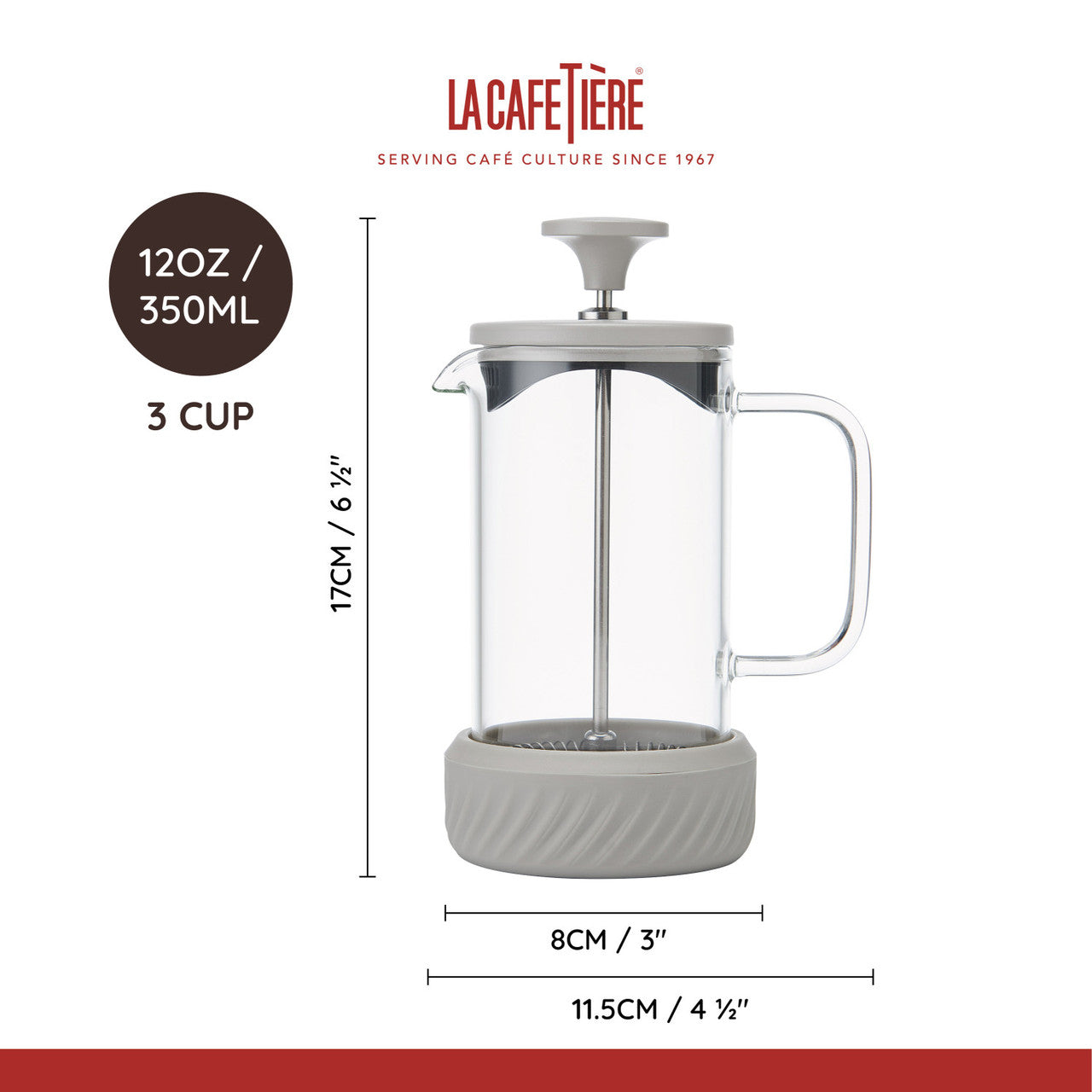 La Cafetière Zero Glass Cafetière 3 Cup / 350ml (Latte)